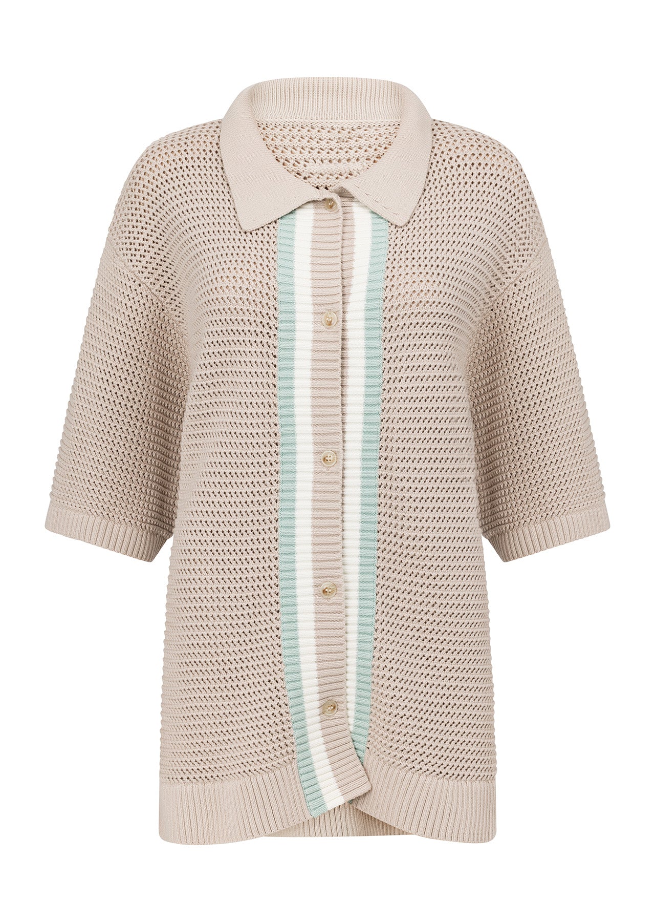 Lorna Jane Open Weave Knit Shirt - Off White