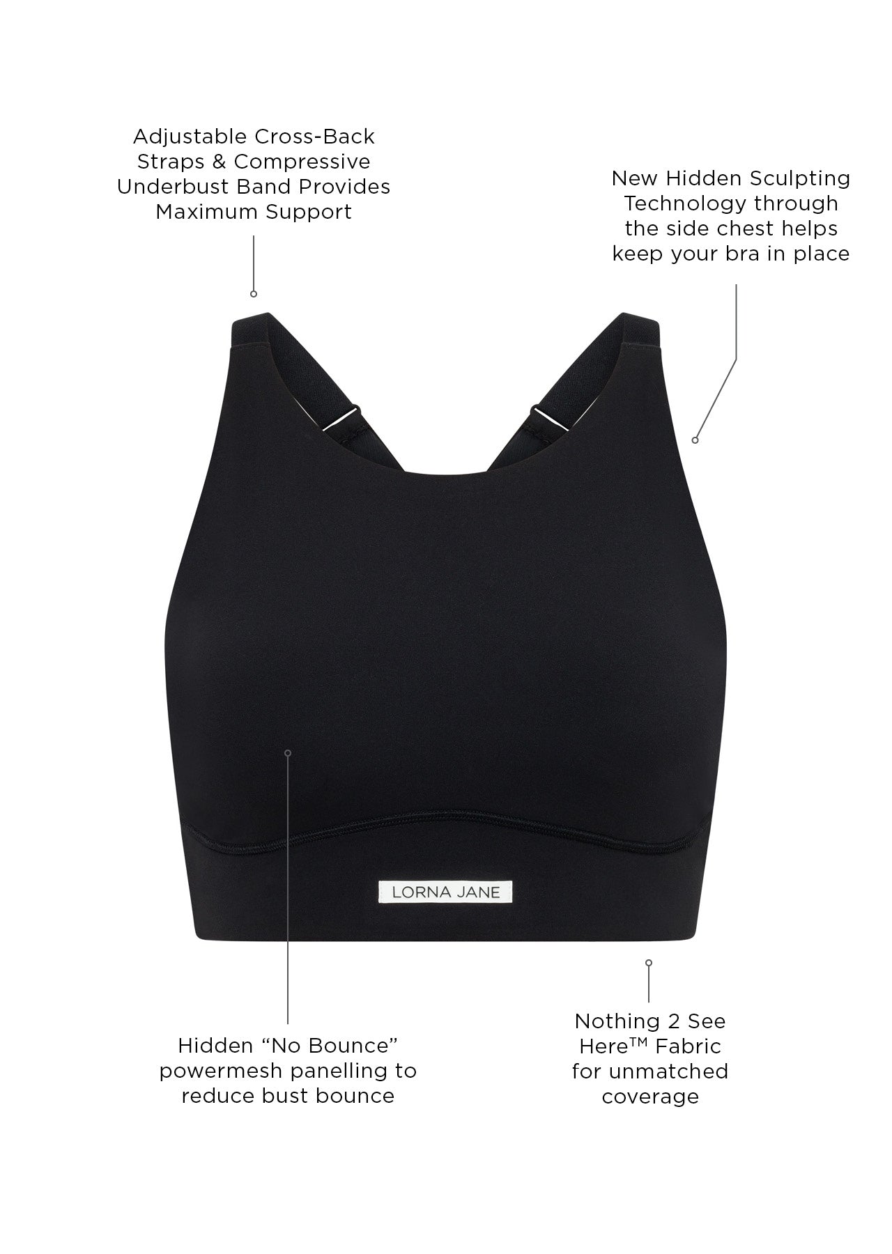 Lorna Jane Sculpt and Support Sports Bra - Black