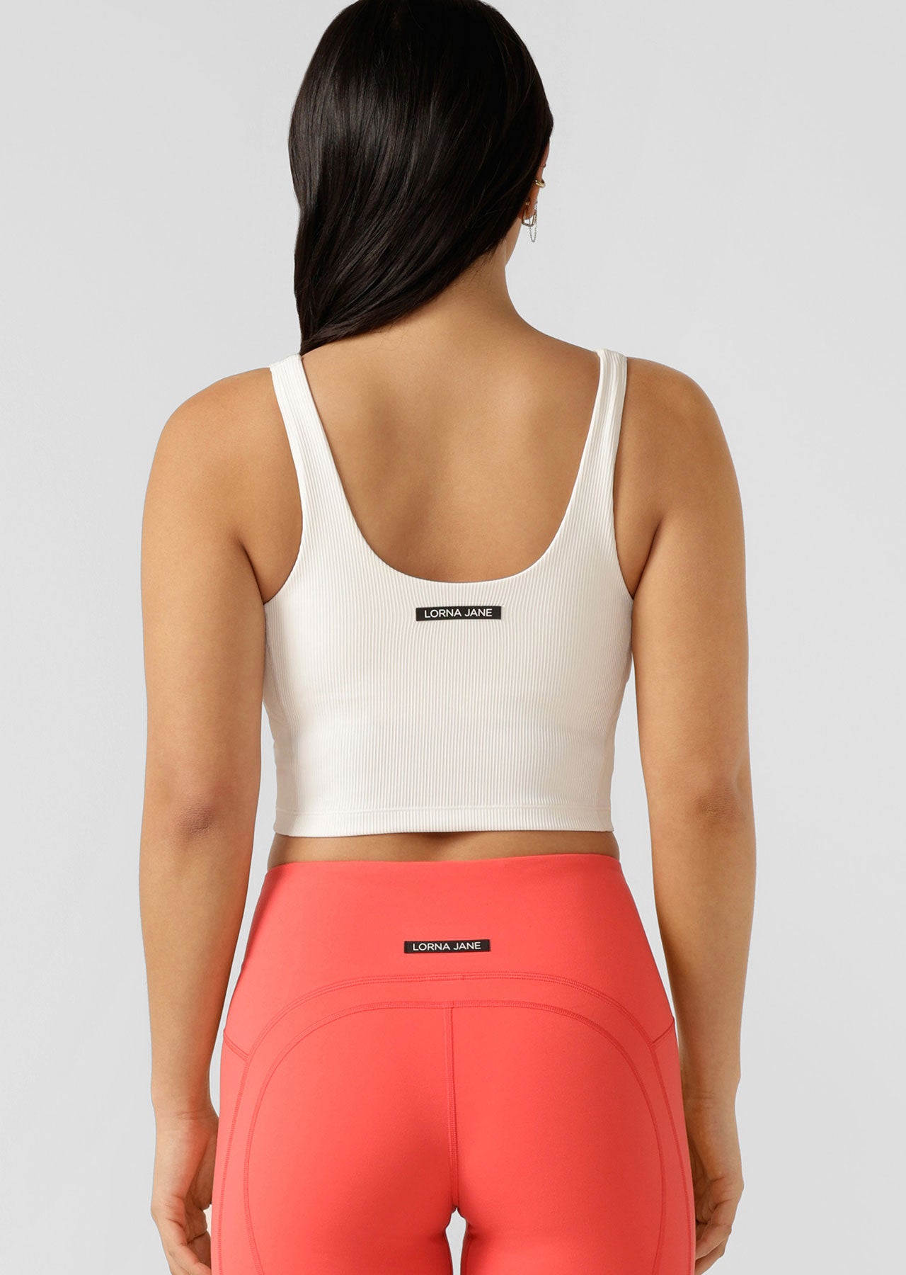 Lorna Jane Elevate Ribbed Tank Bra Combo - Porcelain