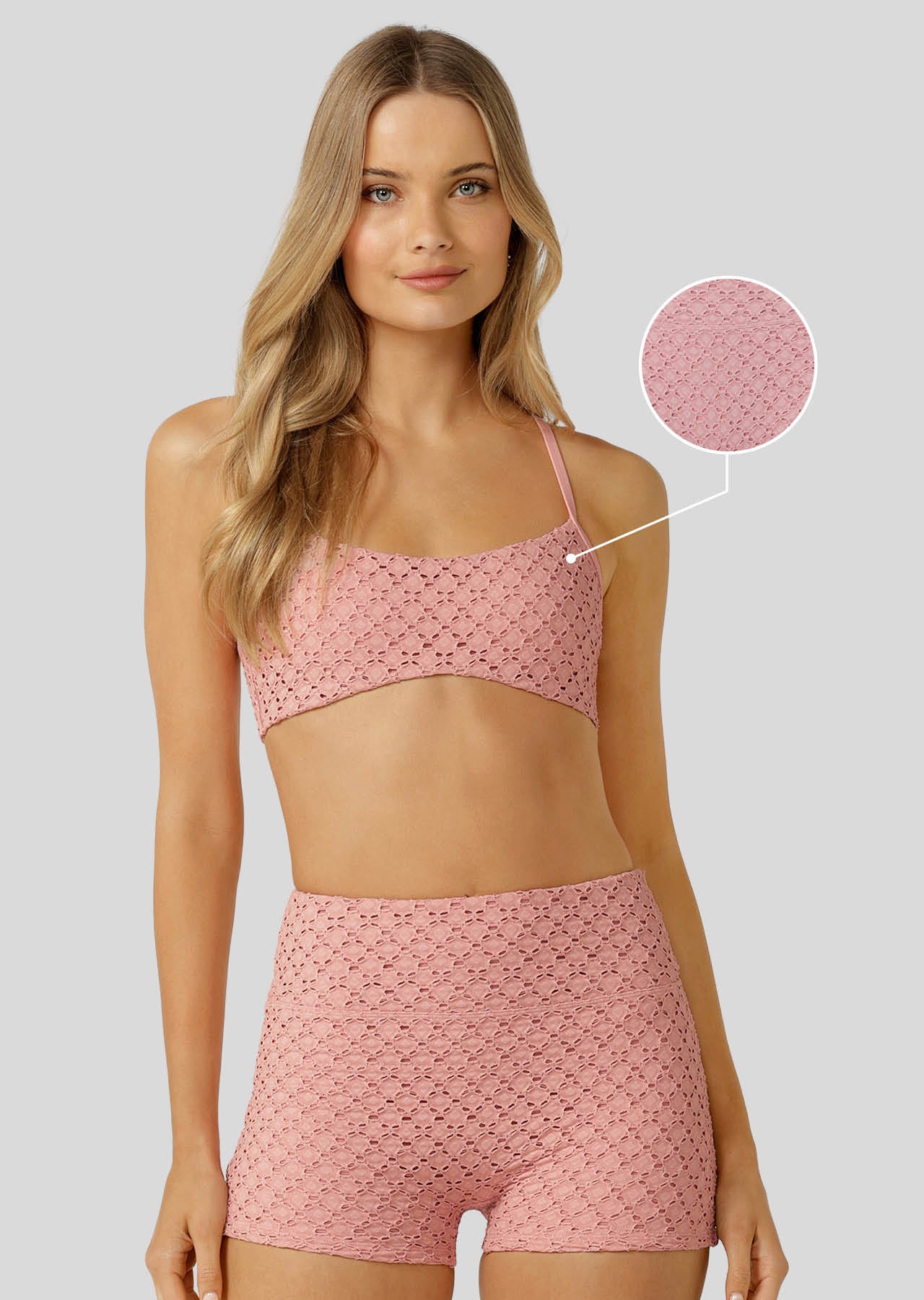 Lorna Jane Keepsake Broderie Sports Bra - Dusty Rose