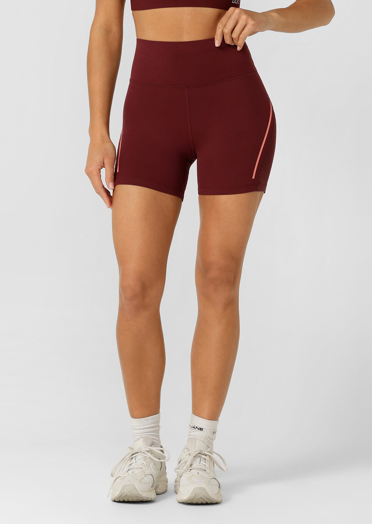 Lorna Jane Train Hard 12cm Bike Shorts - Dark Ruby