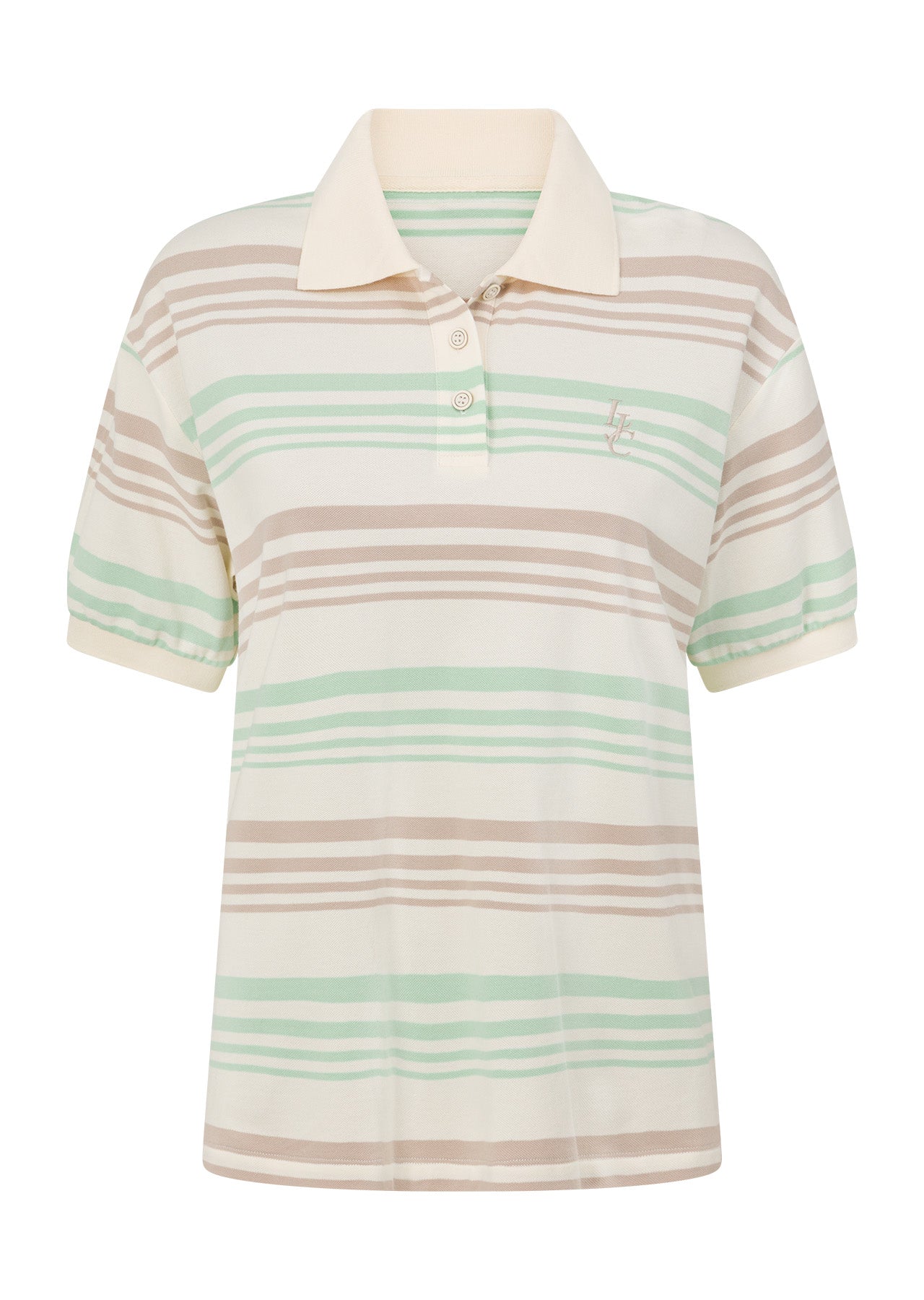Lorna Jane Match Point Polo - Mint Cream Stripe