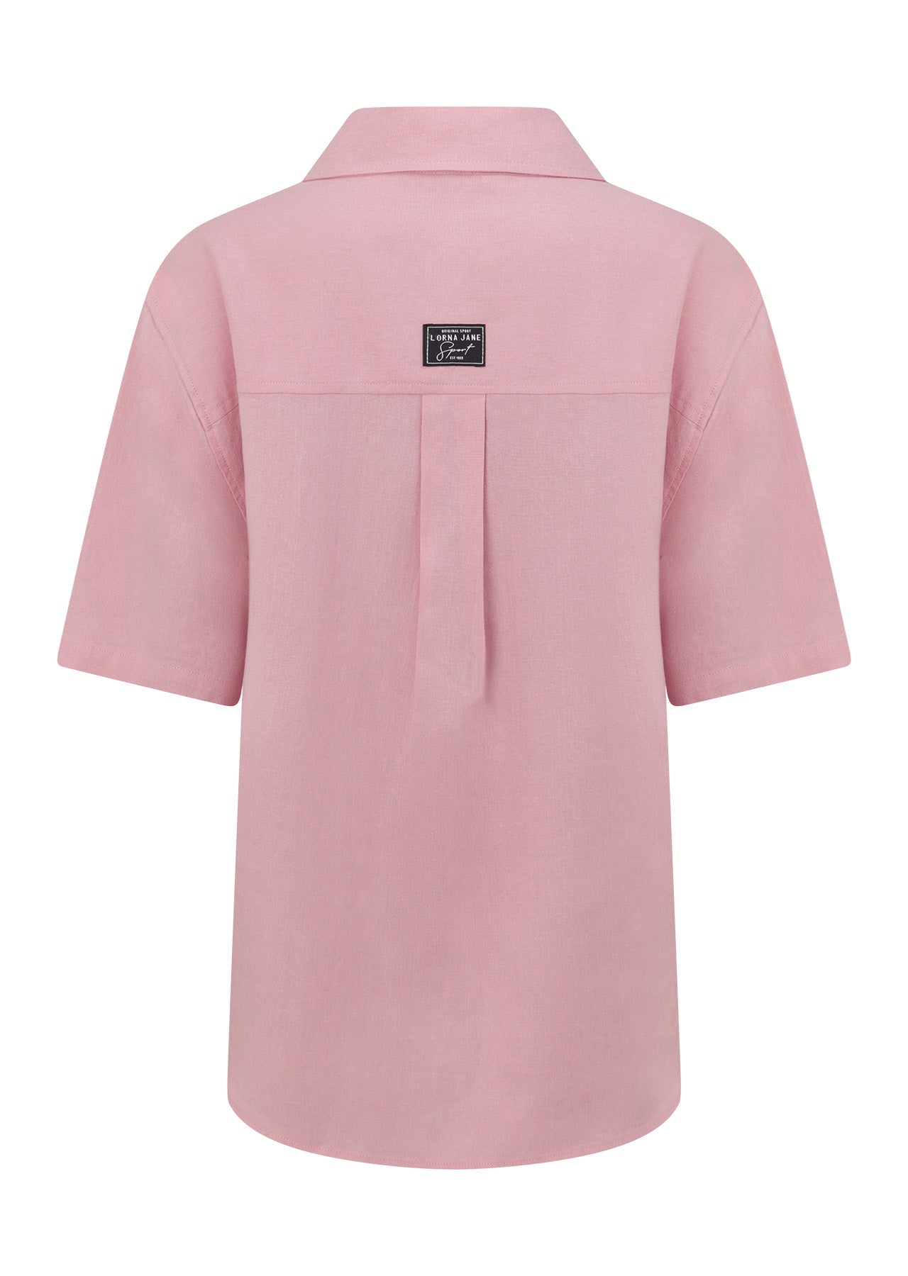 Lorna Jane Preset Linen Short Sleeve Shirt - Dusty Rose