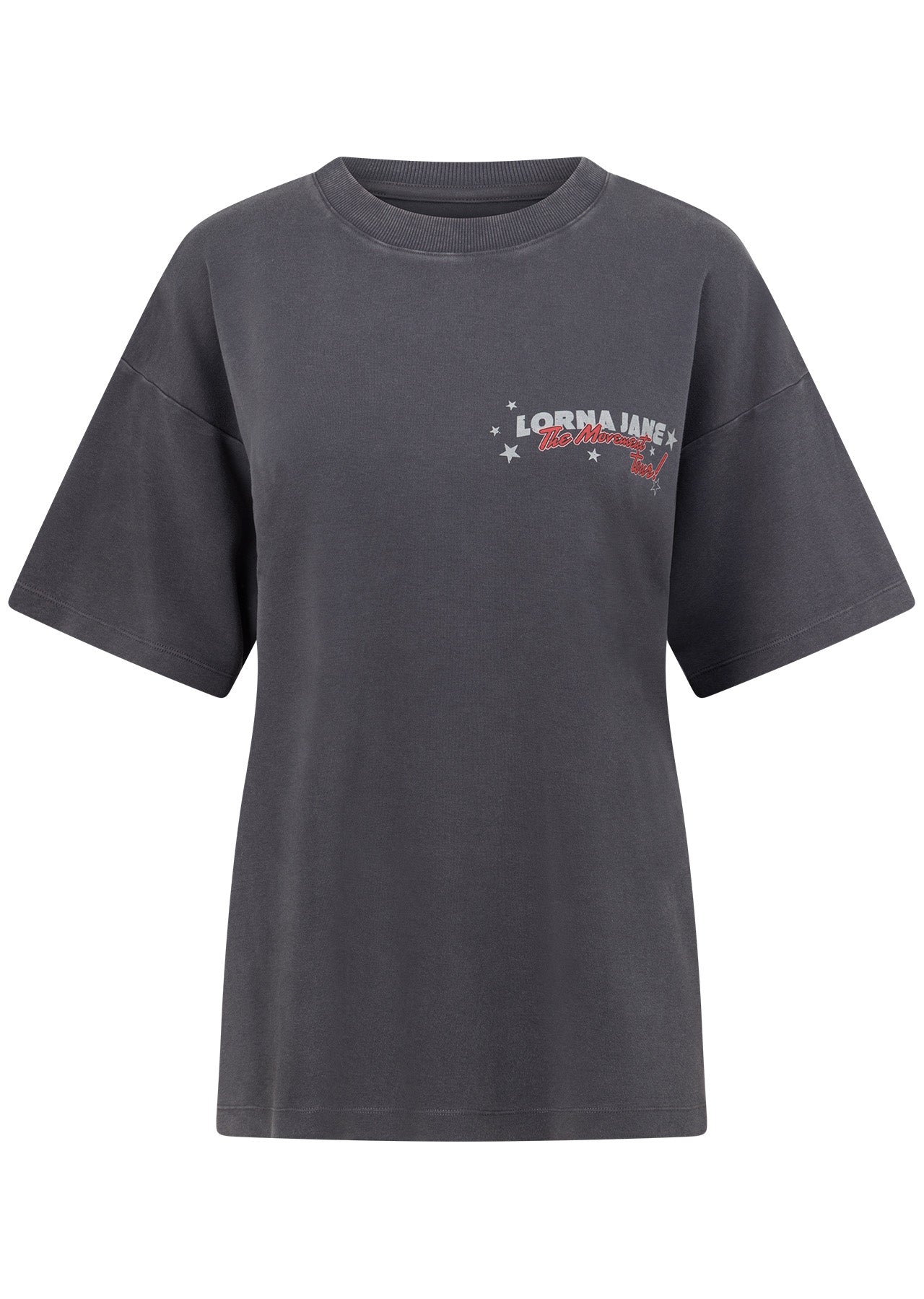 Lorna Jane World Tour Washed Boyfriend T-Shirt - Washed Titanium