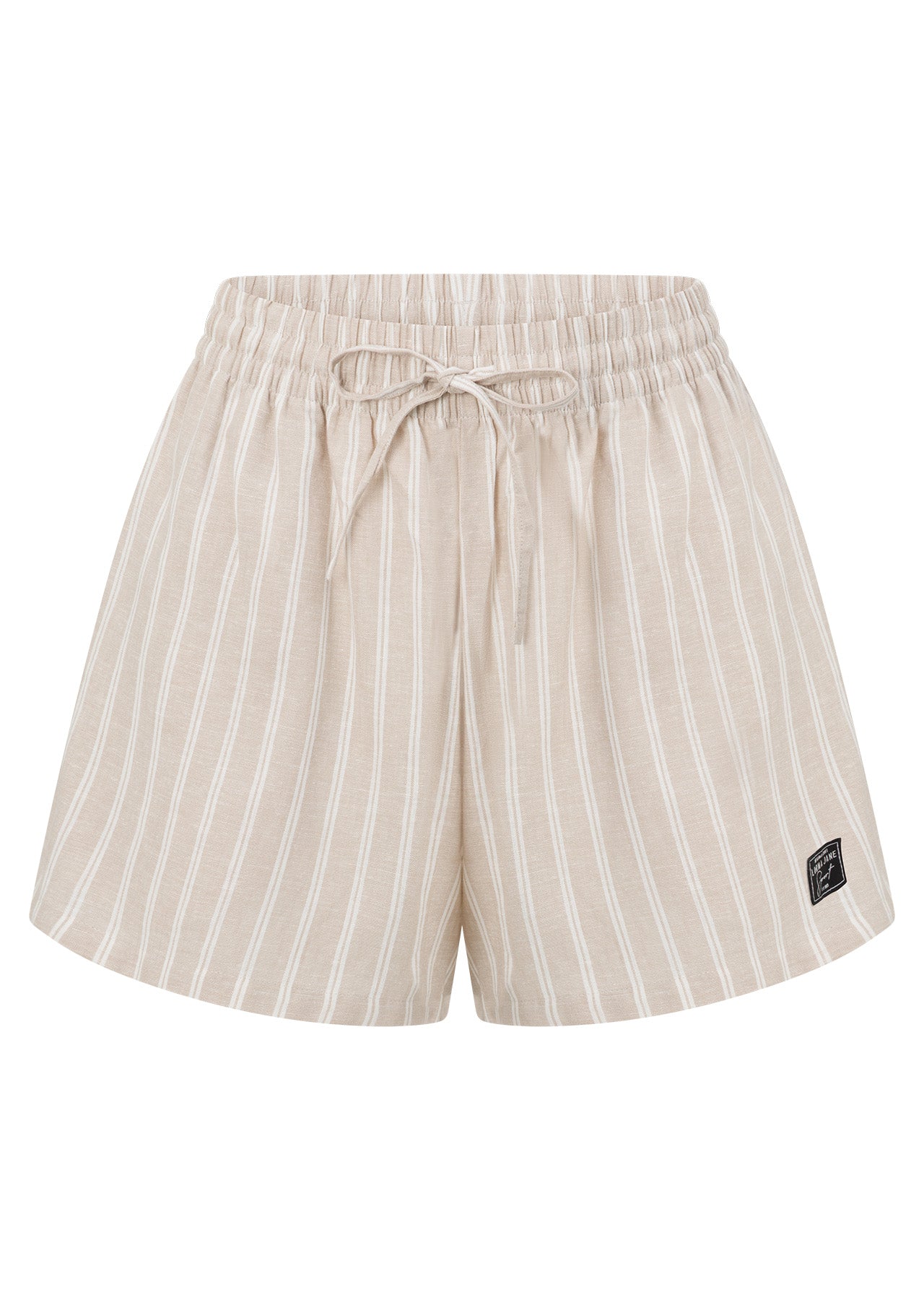 Lorna Jane Preset Stripe Linen Shorts - Latte Stripe