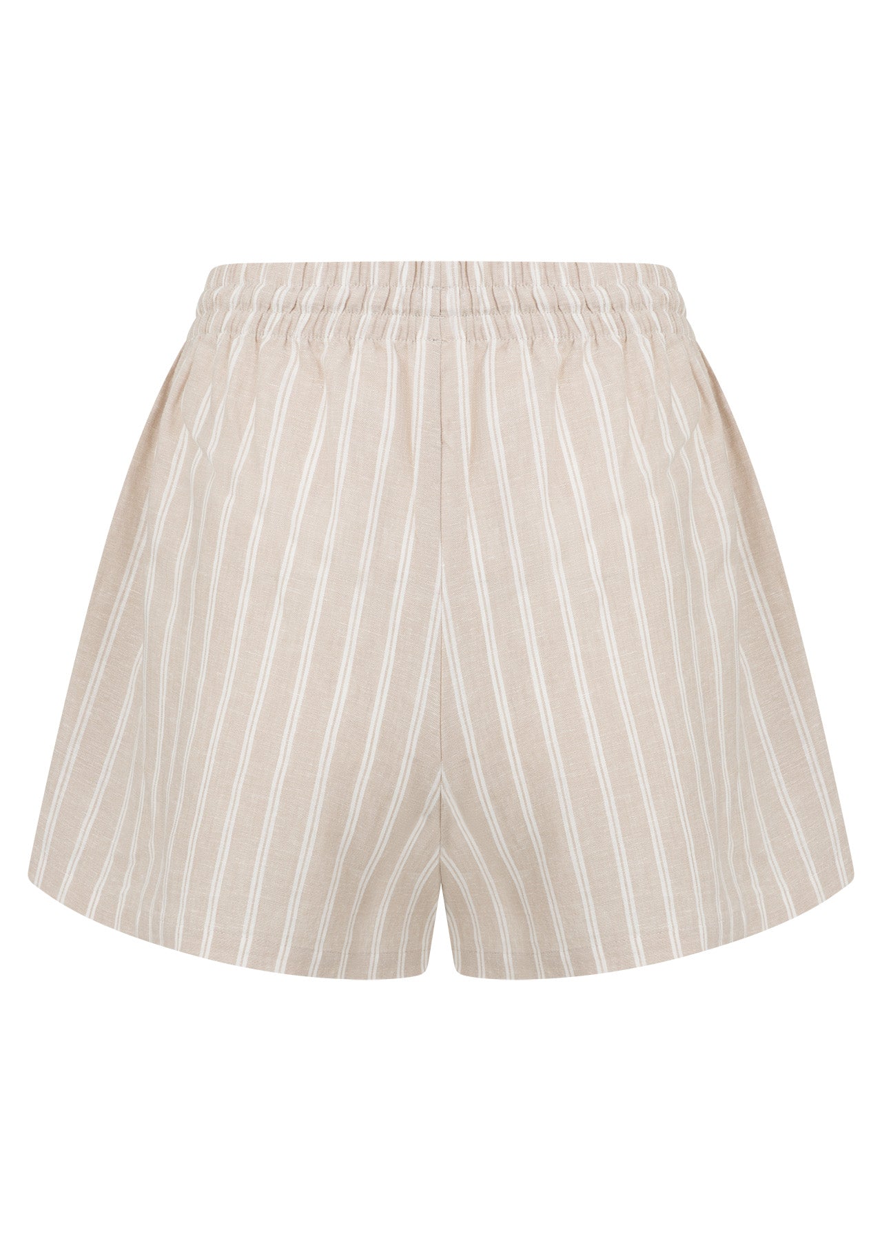 Lorna Jane Preset Stripe Linen Shorts - Latte Stripe