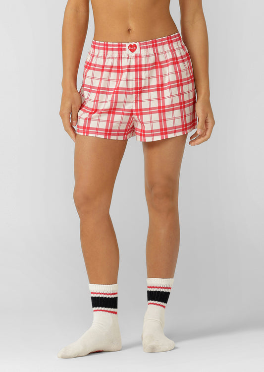 Lorna Jane All You Need Is Love Shorts - Holiday Check Print