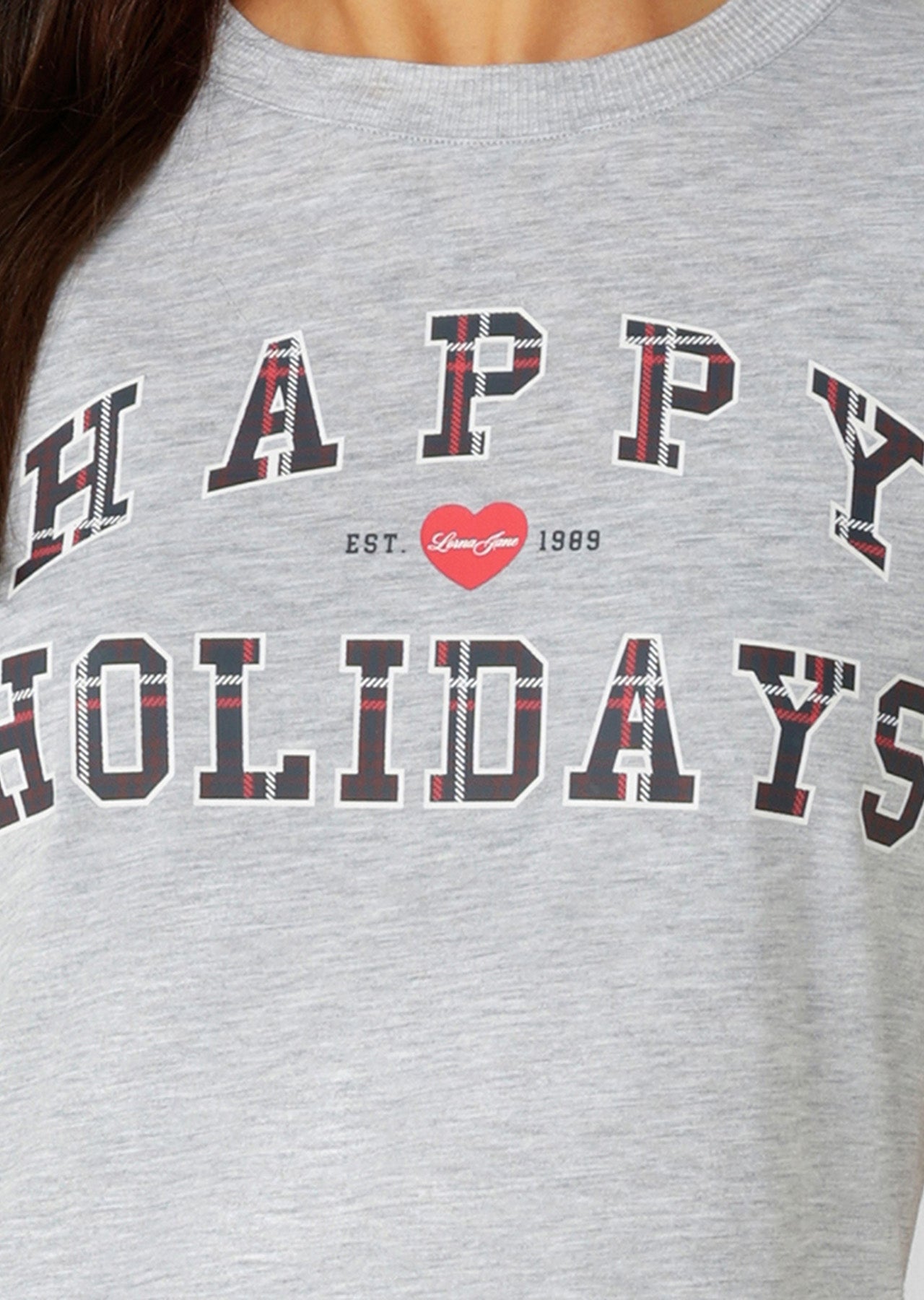 Lorna Jane Happy Holidays T-Shirt - Grey Marl