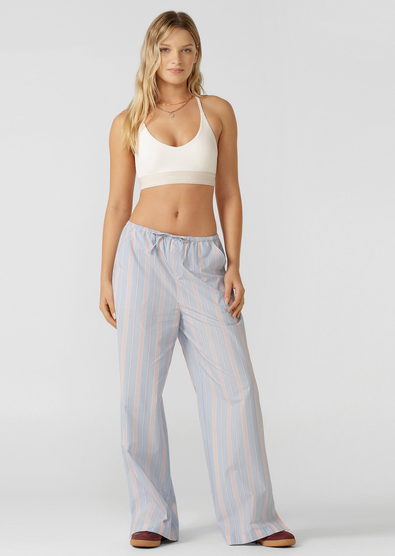 Lorna Jane Stripe Lounge Pants - Blue Multi Stripe