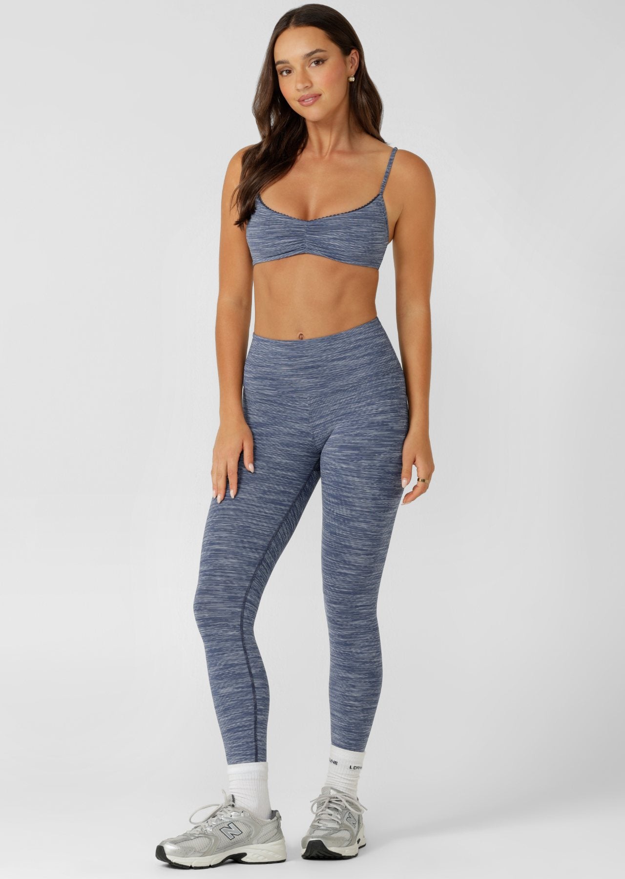 Lorna Jane Retro All Day Sports Bra - Deep Dive Blue Marl