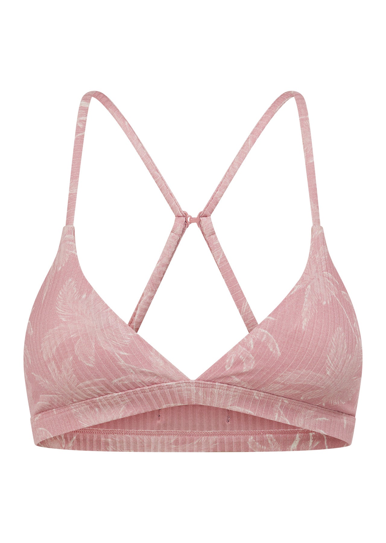 Lorna Jane Blush Palm Rib Bralette - Blush Palm Print