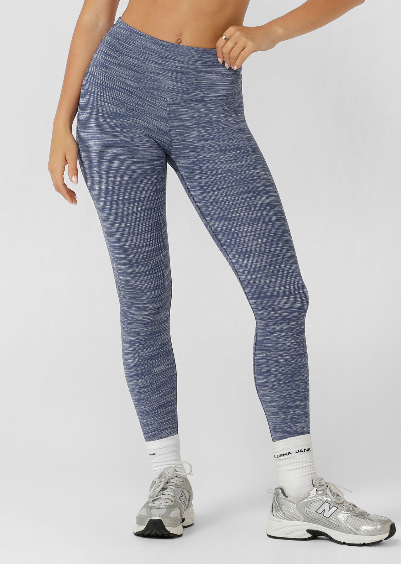 Lorna Jane Retro Ankle Biter Leggings - Deep Dive Blue Marl