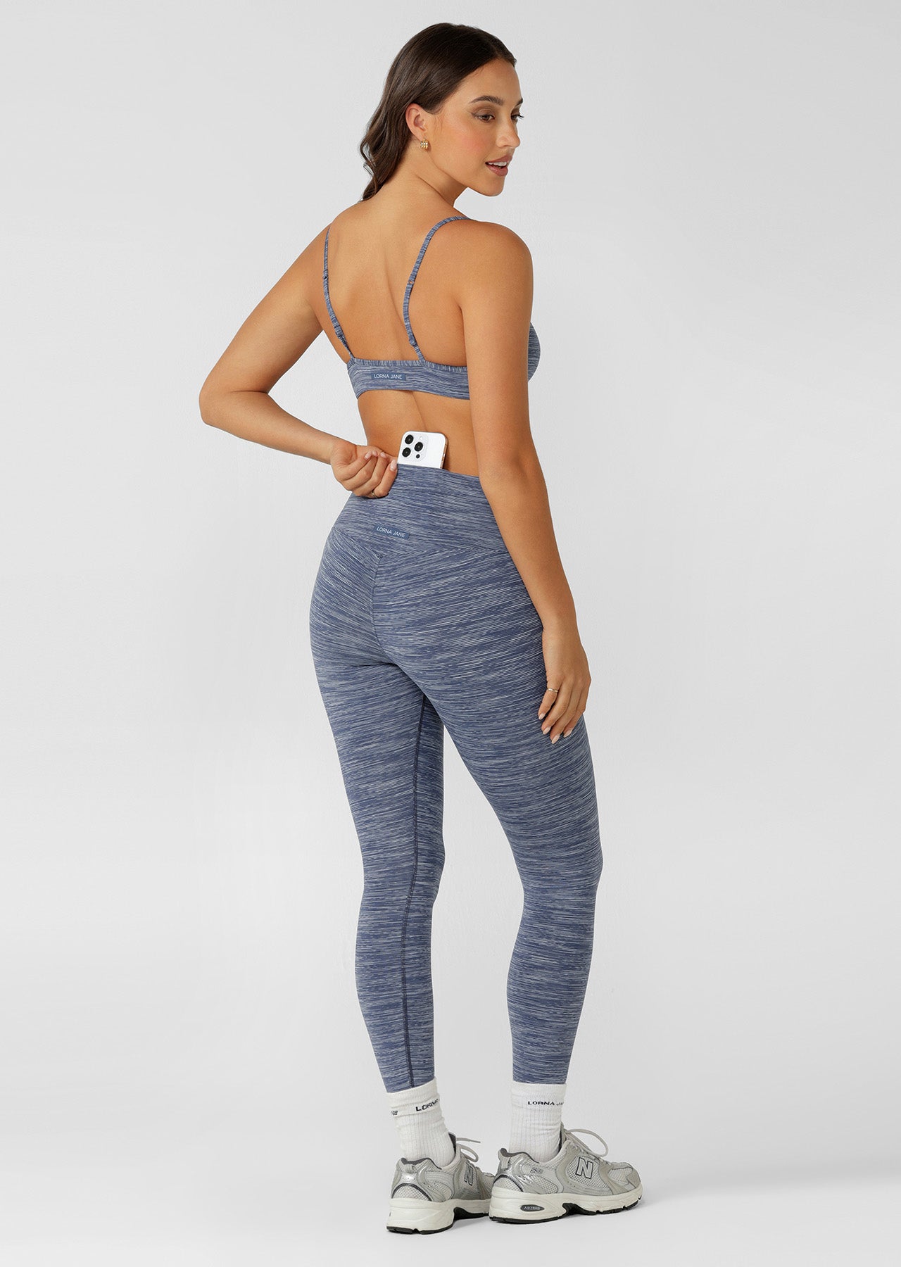 Lorna Jane Retro Ankle Biter Leggings - Deep Dive Blue Marl
