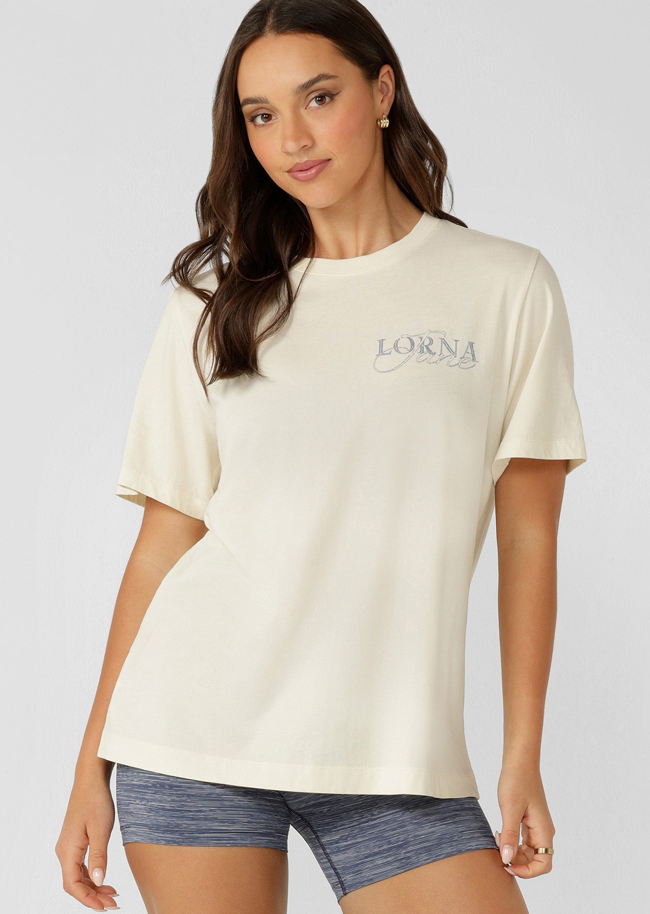 Lorna Jane Paradise Postcard Washed Relaxed T-Shirt - Washed Cream