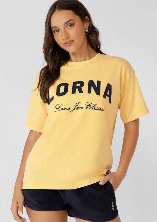 Lorna Jane Lorna Classics Washed Vintage T-Shirt - Washed Sunshine Yellow