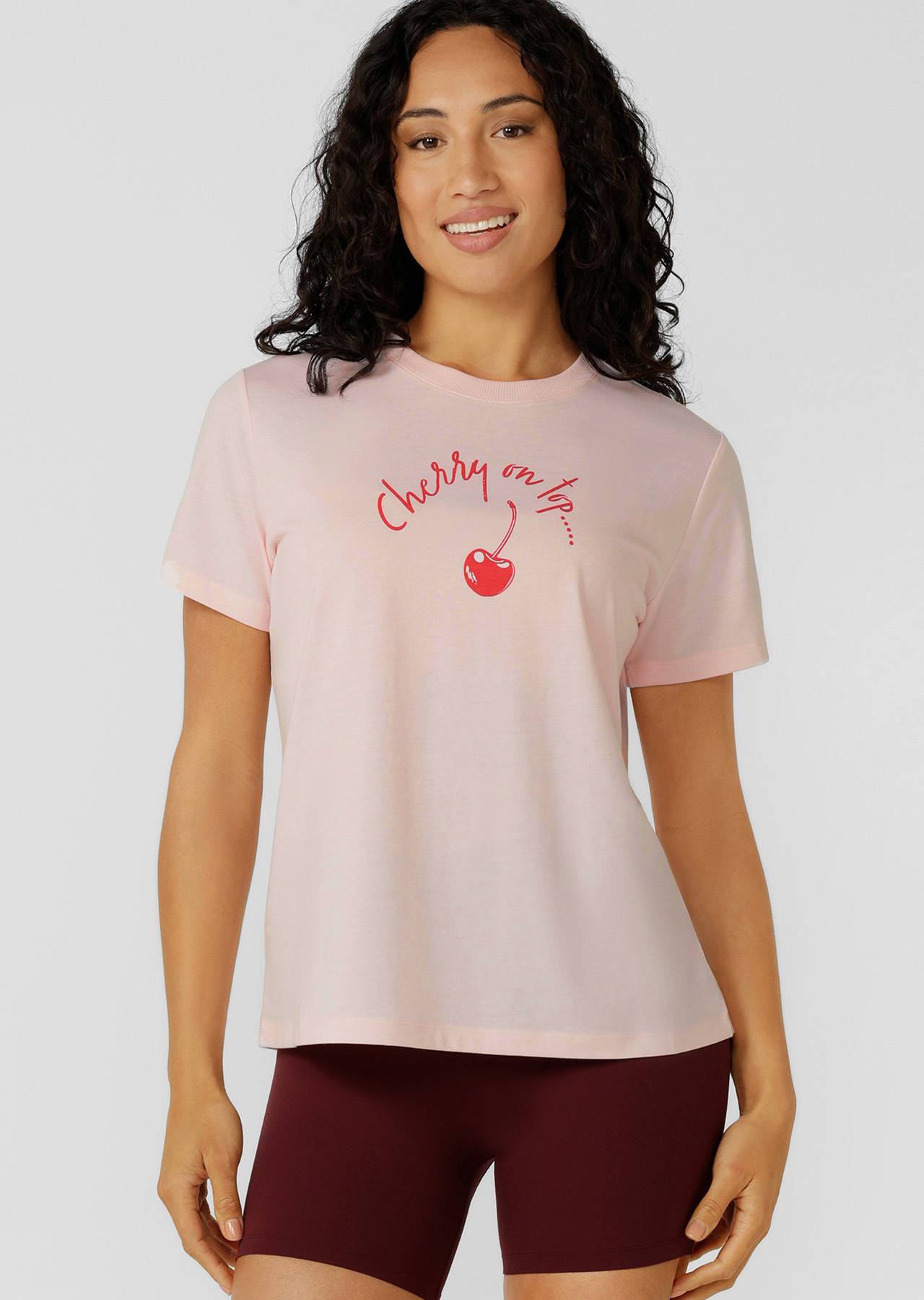 Lorna Jane Cherry T-Shirt - Pale Dusty Rose