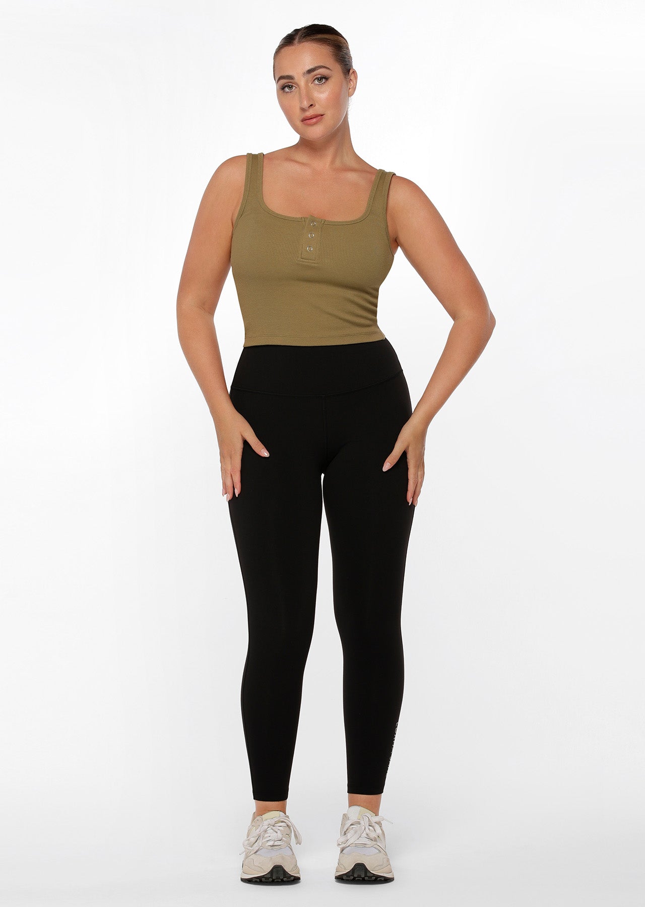 Lorna Jane Push On Cropped Tank - Olive
