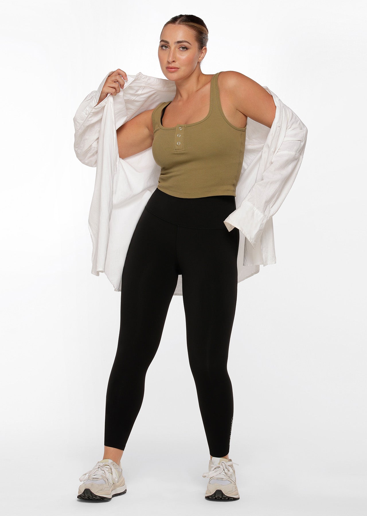 Lorna Jane Push On Cropped Tank - Olive