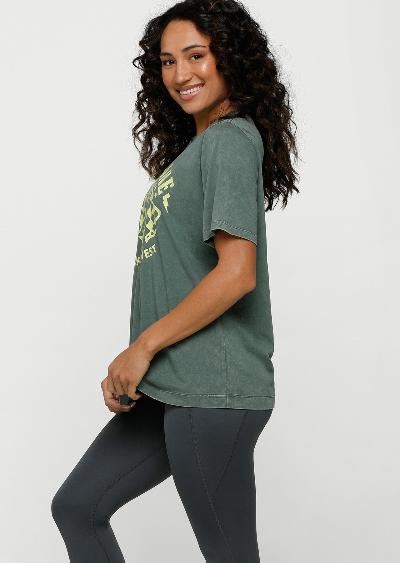 Lorna Jane Speedway Oversized Tee - Washed Military