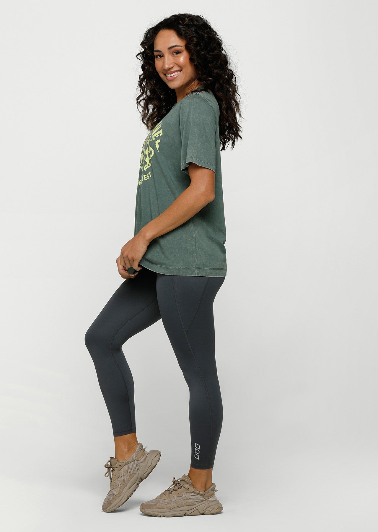 Lorna Jane Speedway Oversized Tee - Washed Military