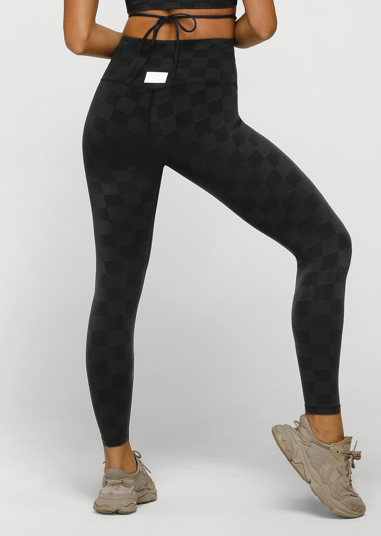 Lorna Jane Checkerboard Ankle Biter Leggings - Black Checkerboard Print