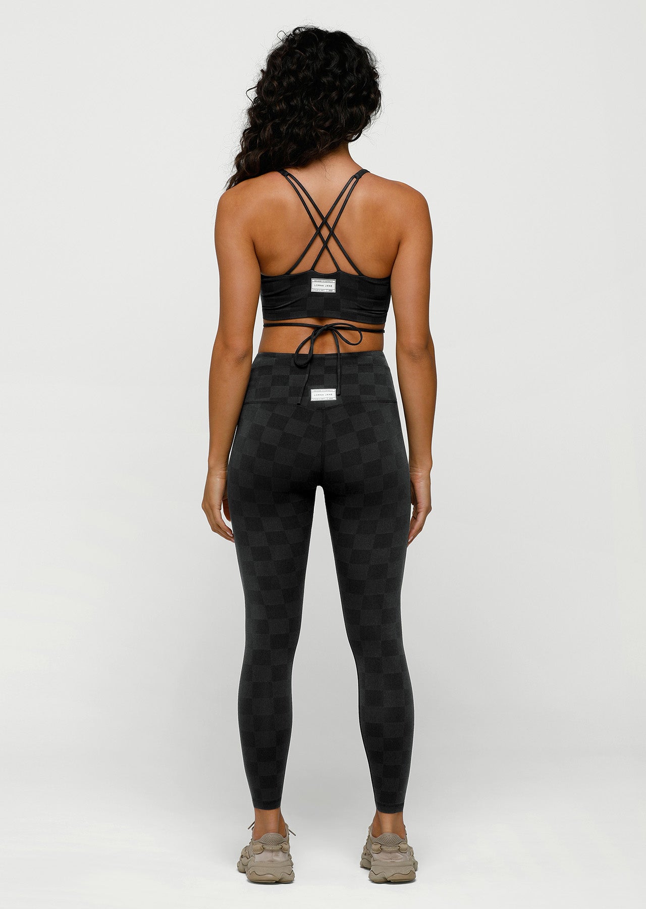 Lorna Jane Checkerboard Ankle Biter Leggings - Black Checkerboard Print