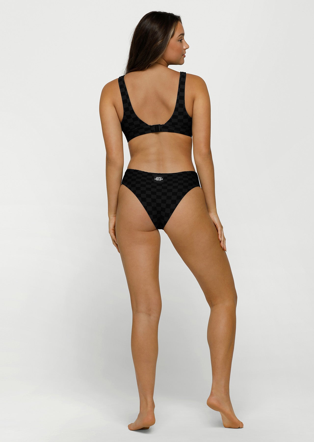 Lorna Jane Shore Recycled Swim Brief - Black Checkerboard Print