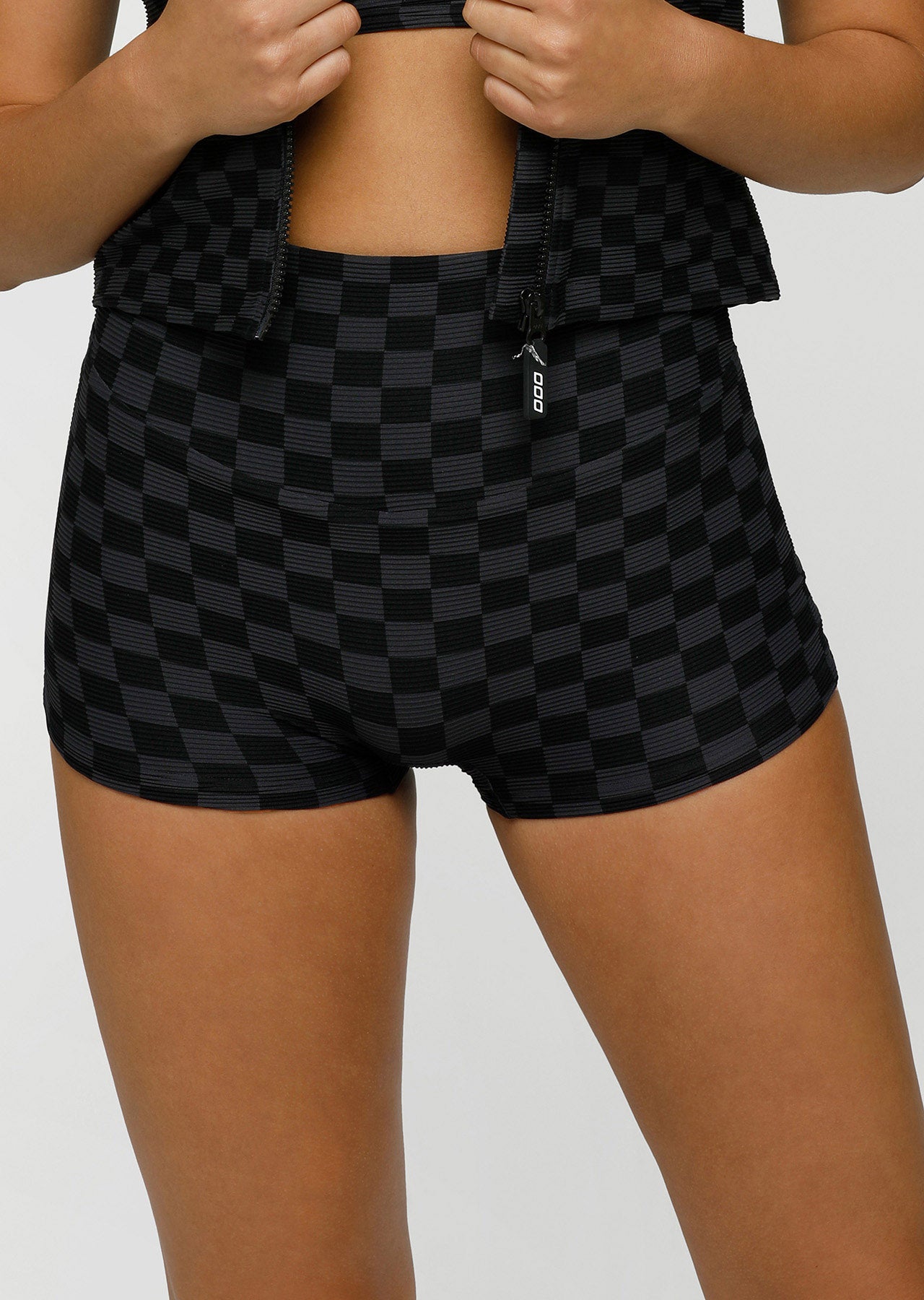 Lorna Jane Pipeline Eco Swim Shorts - Black Checkerboard Print