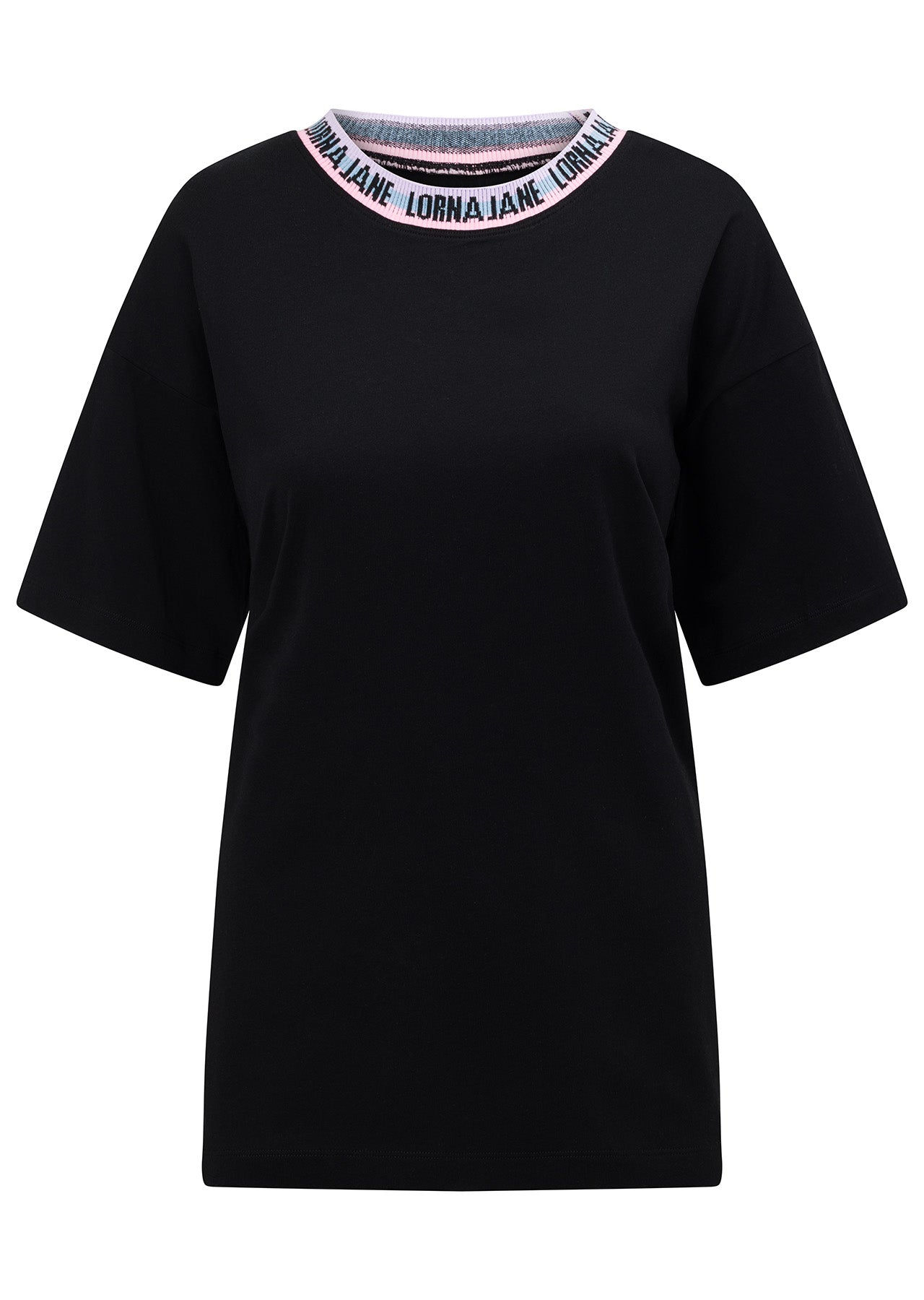 Lorna Jane Metaverse Stripe Boyfriend Tee - Black