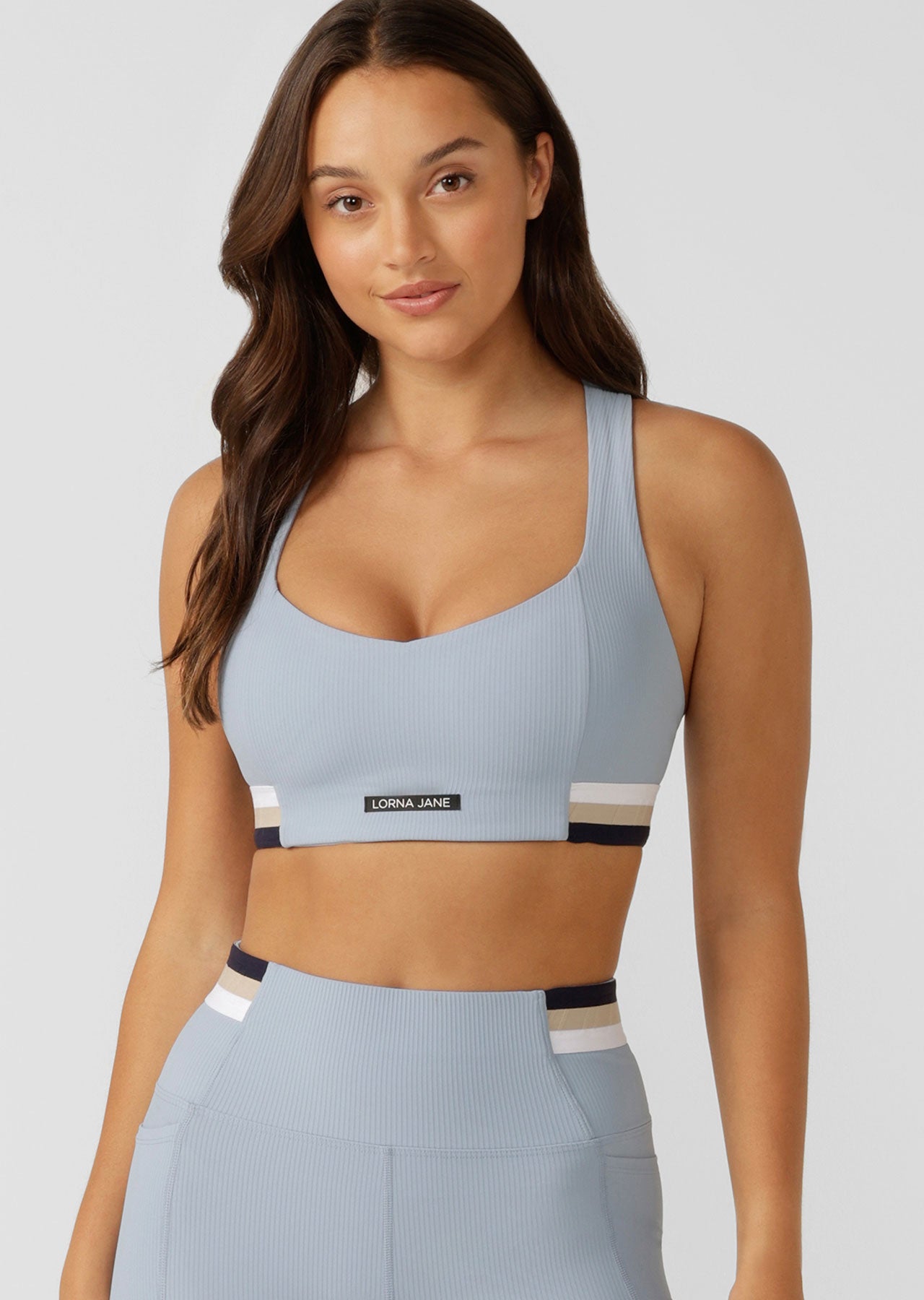 Lorna Jane Transform Rib Sports Bra - Glacia Blue