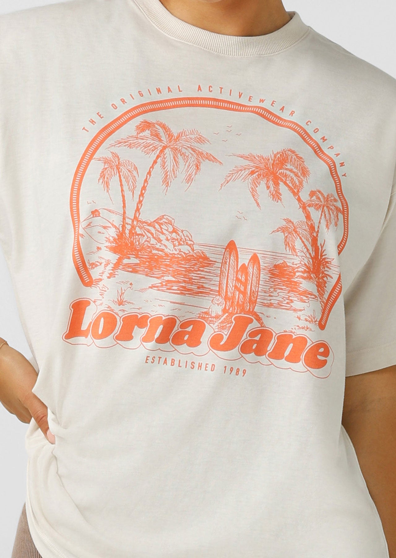 Lorna Jane Tropicana Oversized Tee - Oyster