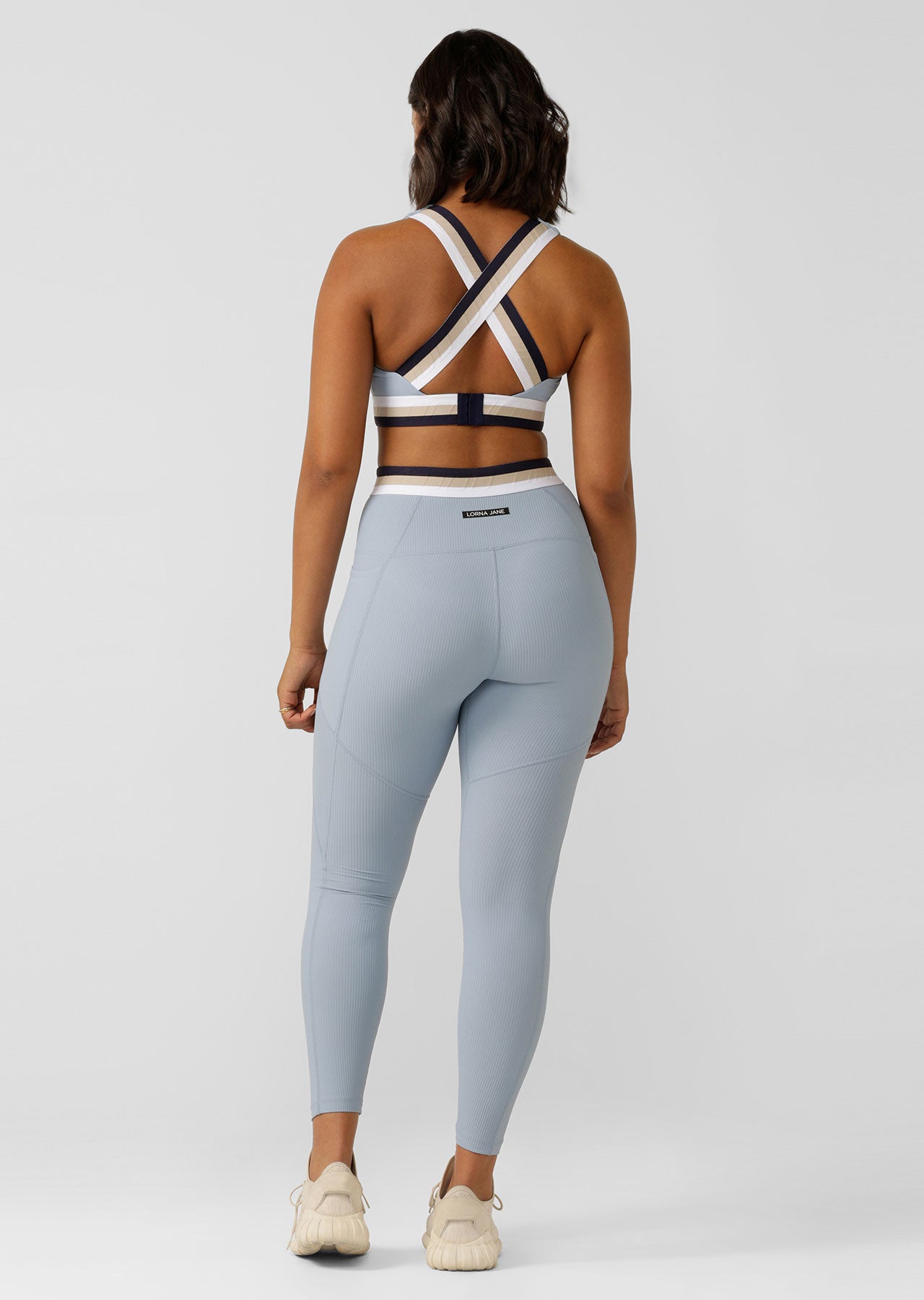 Lorna Jane Transform Rib Booty Ankle Biter Leggings - Glacia Blue