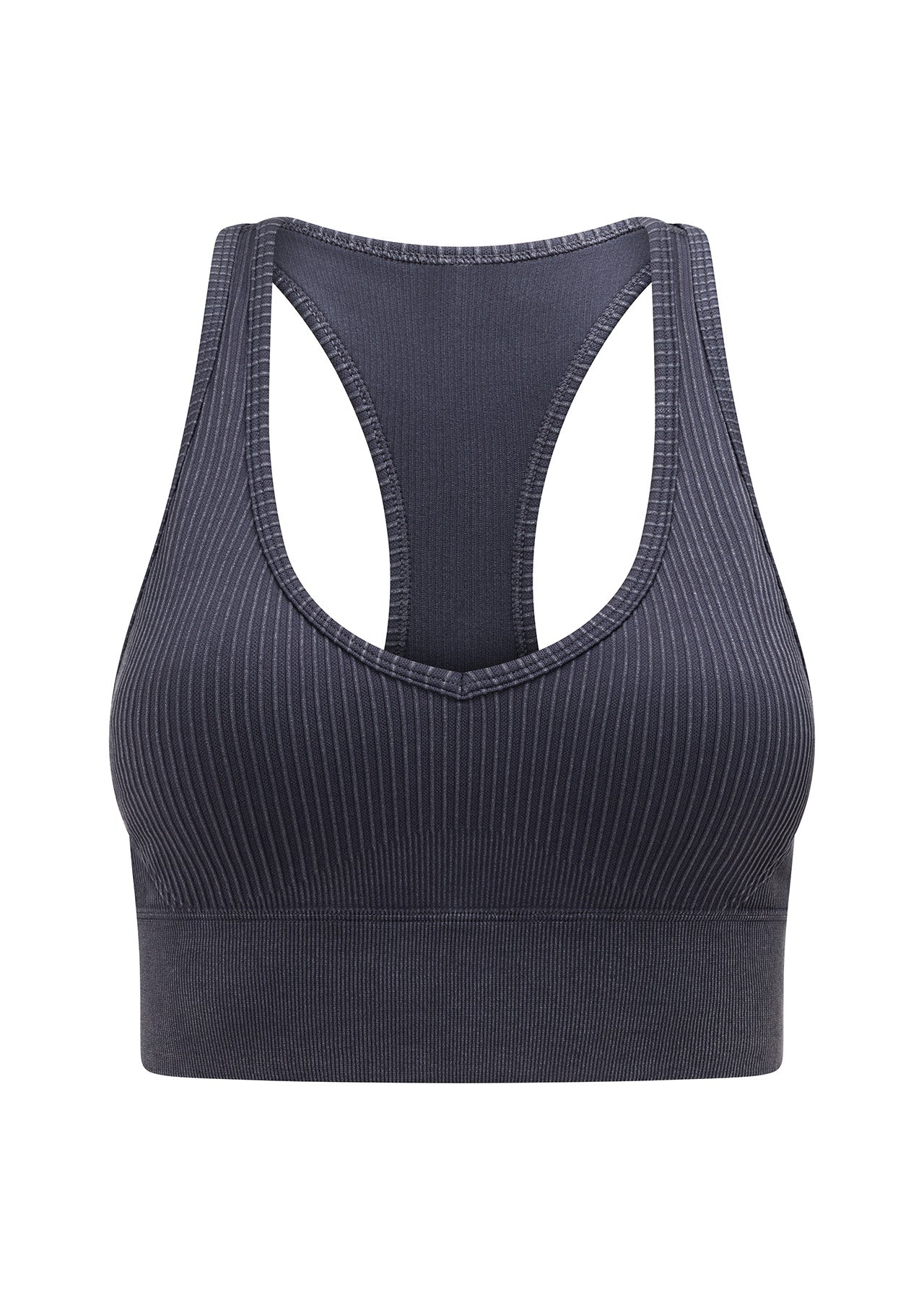 Lorna Jane Tempo Speed Ribbed Seamless Sports Bra - Washed Titanium