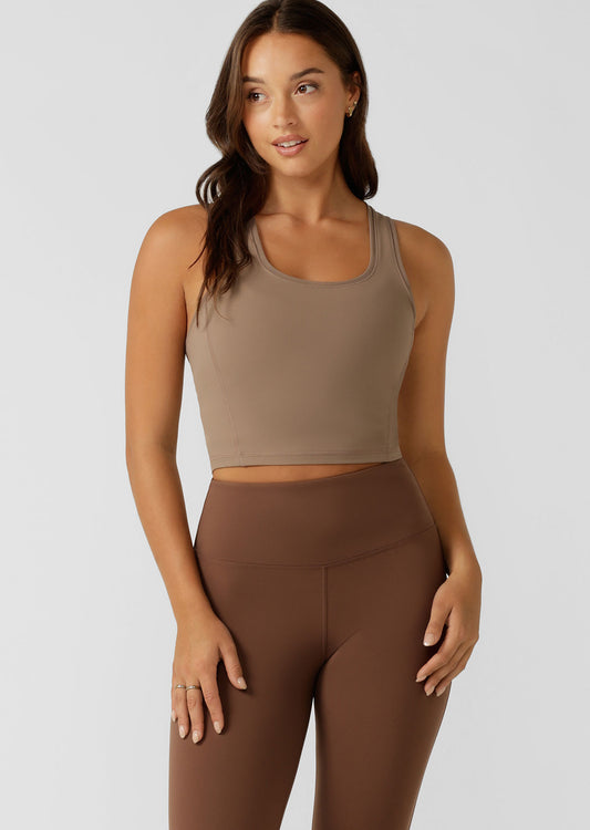 Lorna Jane Fast Pace Racer Back Recycled Tank - Bone