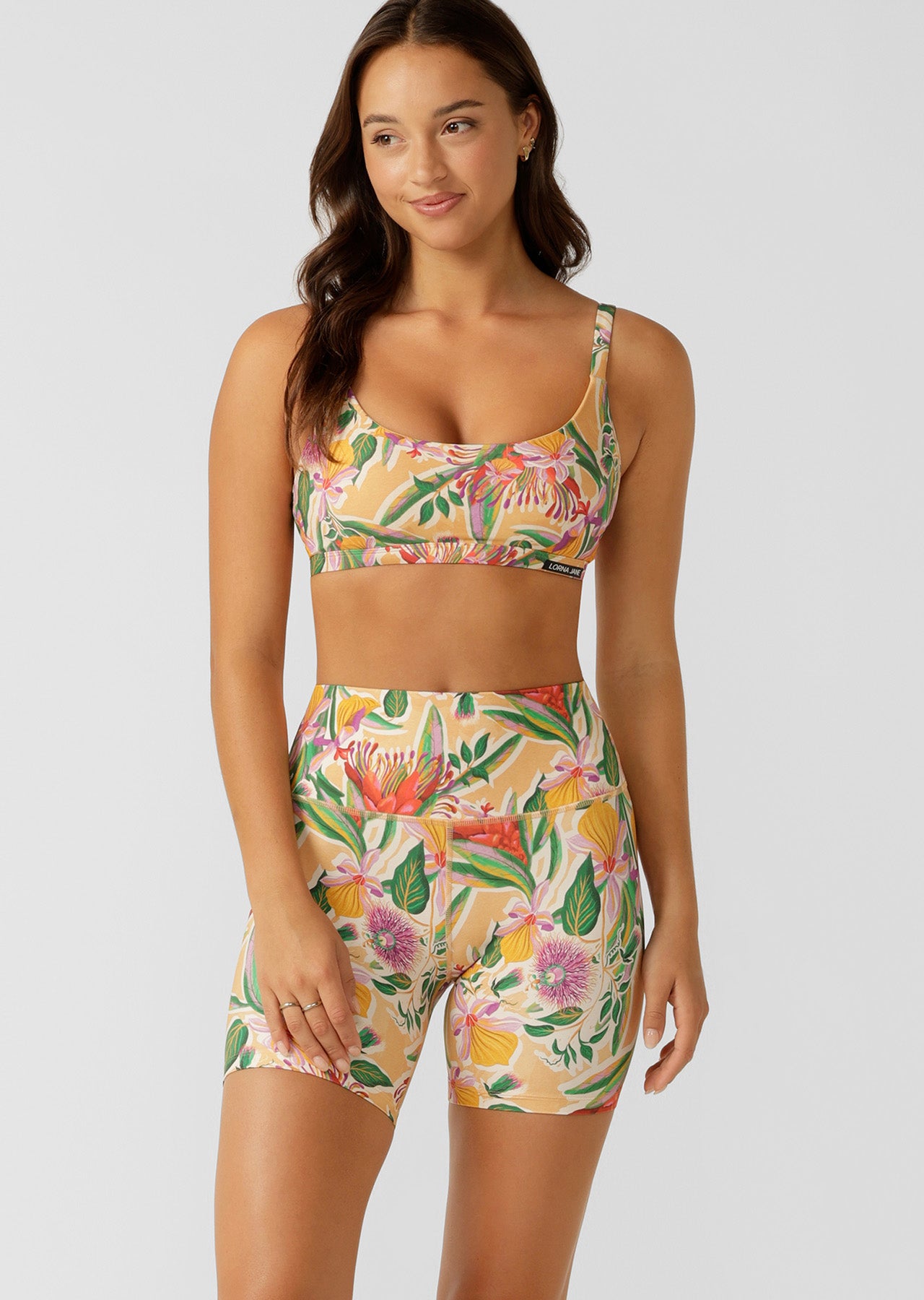 Lorna Jane Tropicana Hi-Fold Bike Shorts - Summer Tropicana Print