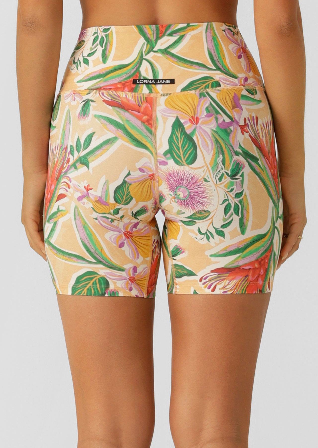 Lorna Jane Tropicana Hi-Fold Bike Shorts - Summer Tropicana Print