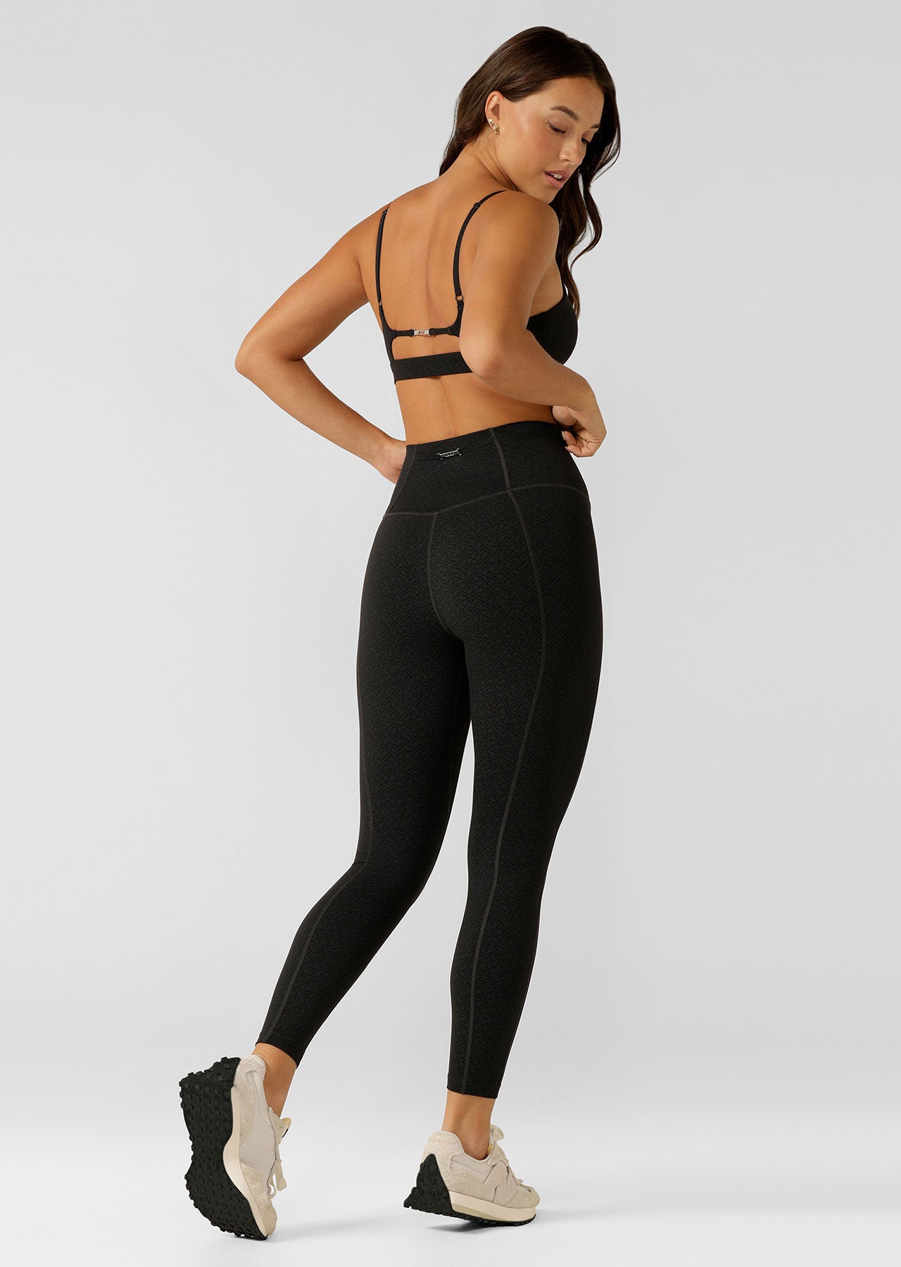 Lorna Jane Refine No Ride Ankle Biter Leggings - Black Monogram Print