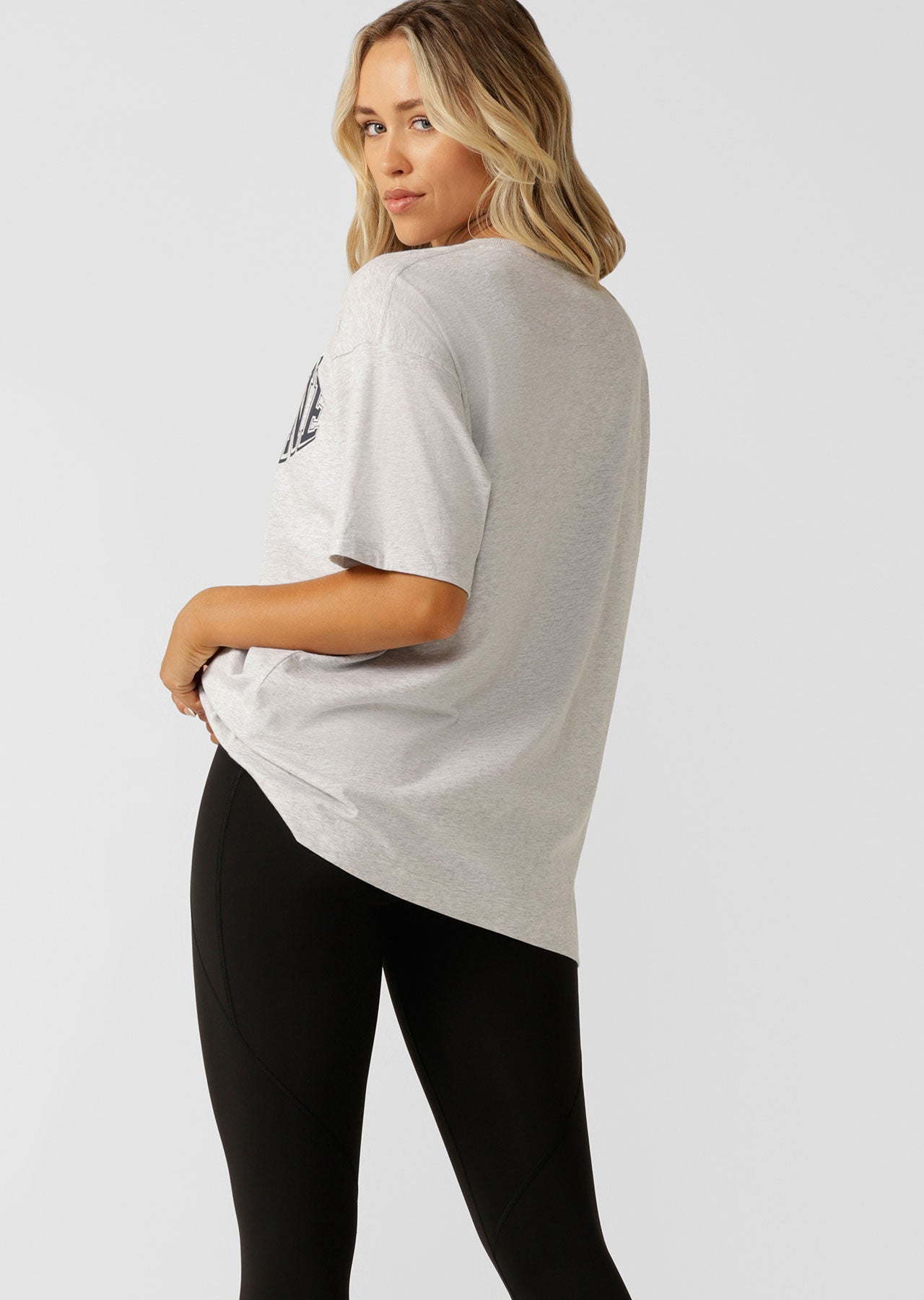Lorna Jane Sports League Boyfriend Tee - Light Grey Marl
