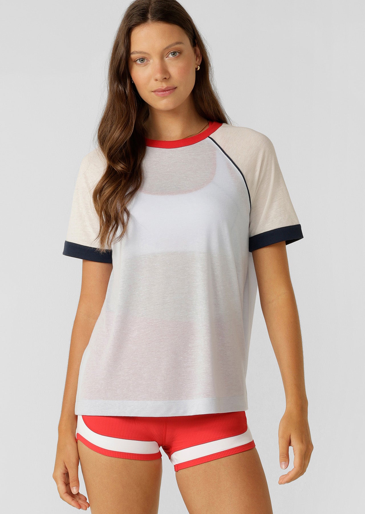 Lorna Jane Retro Revival Linen T-Shirt - Heather Blue