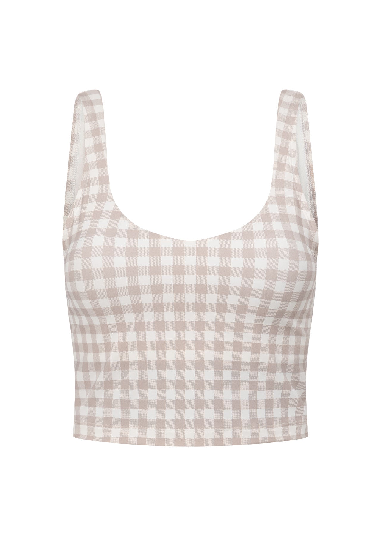Lorna Jane Sweet Gingham Bra Tank Combo - Latte Ranch Gingham Print