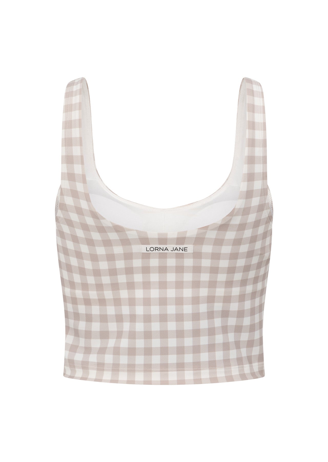 Lorna Jane Sweet Gingham Bra Tank Combo - Latte Ranch Gingham Print