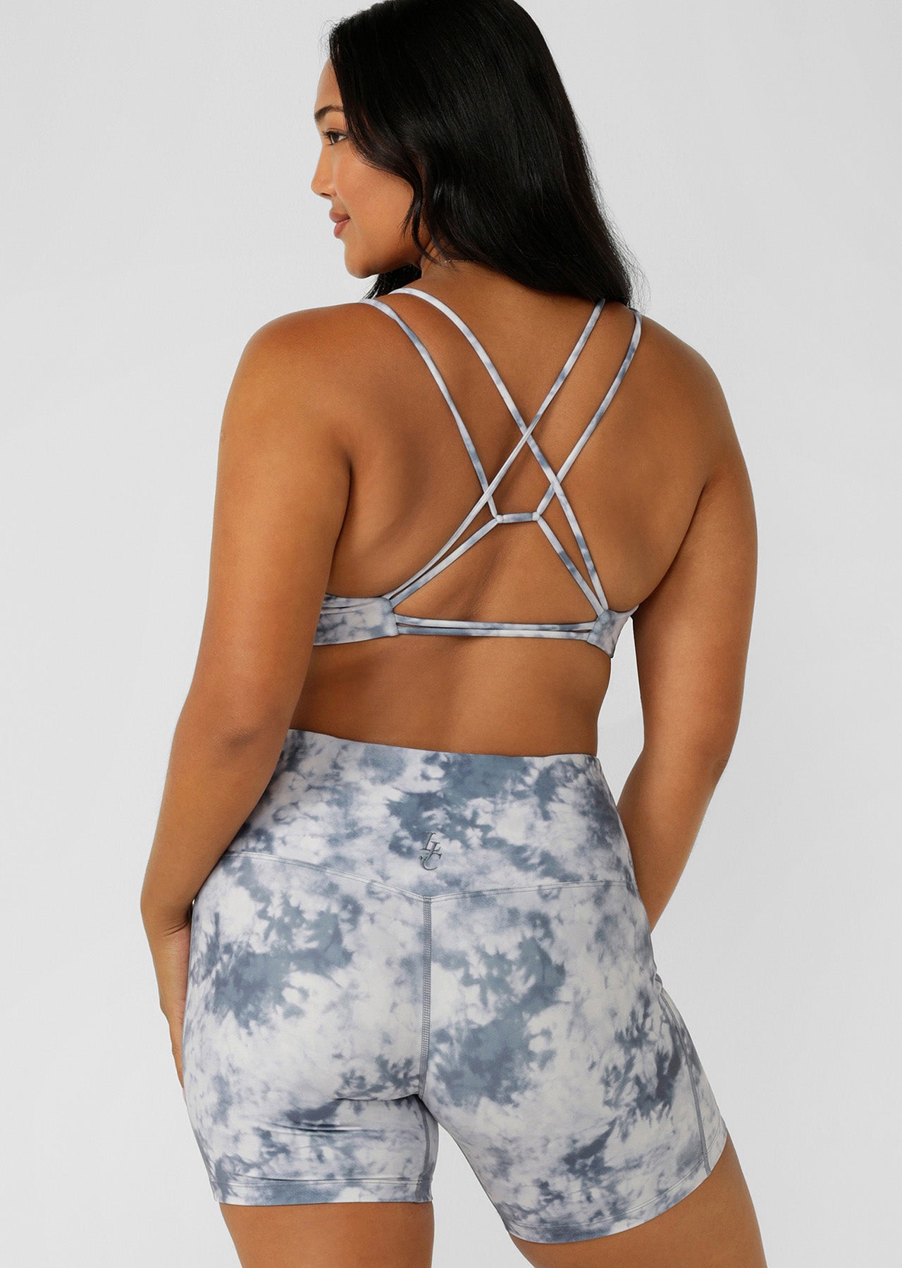 Lorna Jane Sky High Tie Dye All Day Sports Bra - Titanium Tie Dye Print