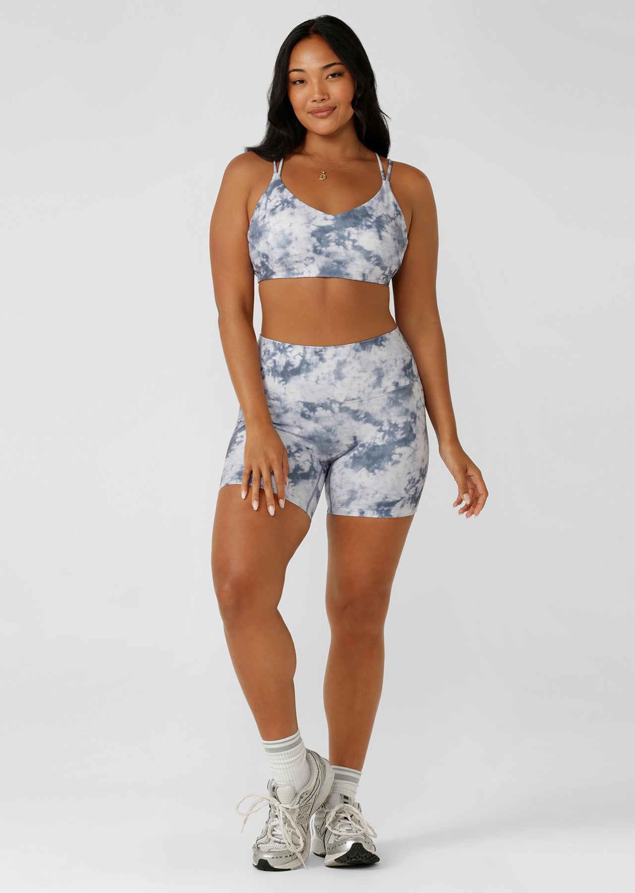 Lorna Jane Sky High Tie Dye All Day Sports Bra - Titanium Tie Dye Print
