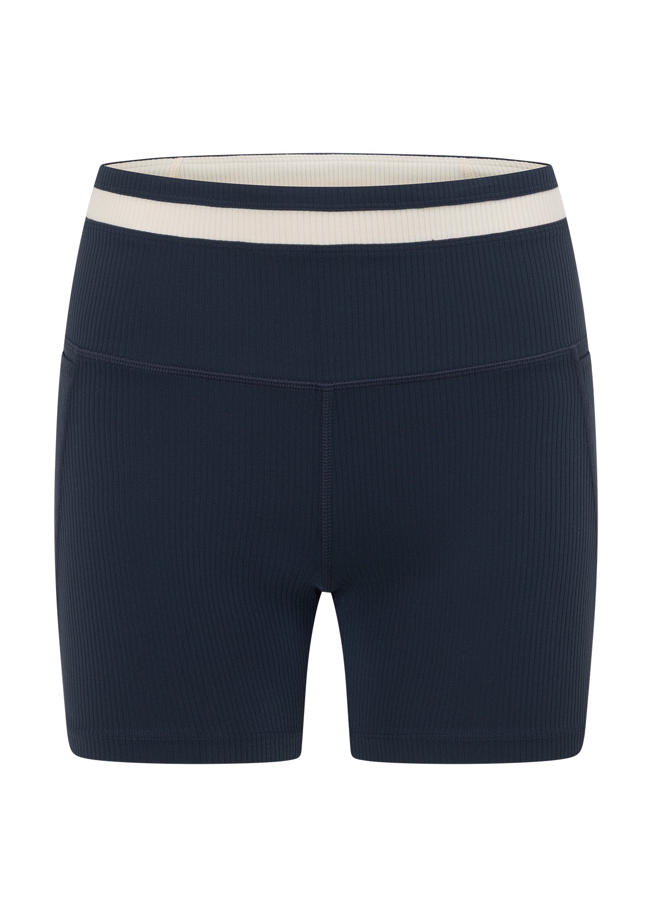 Lorna Jane Siren Luxe Rib 14cm Bike Shorts - Platinum Navy