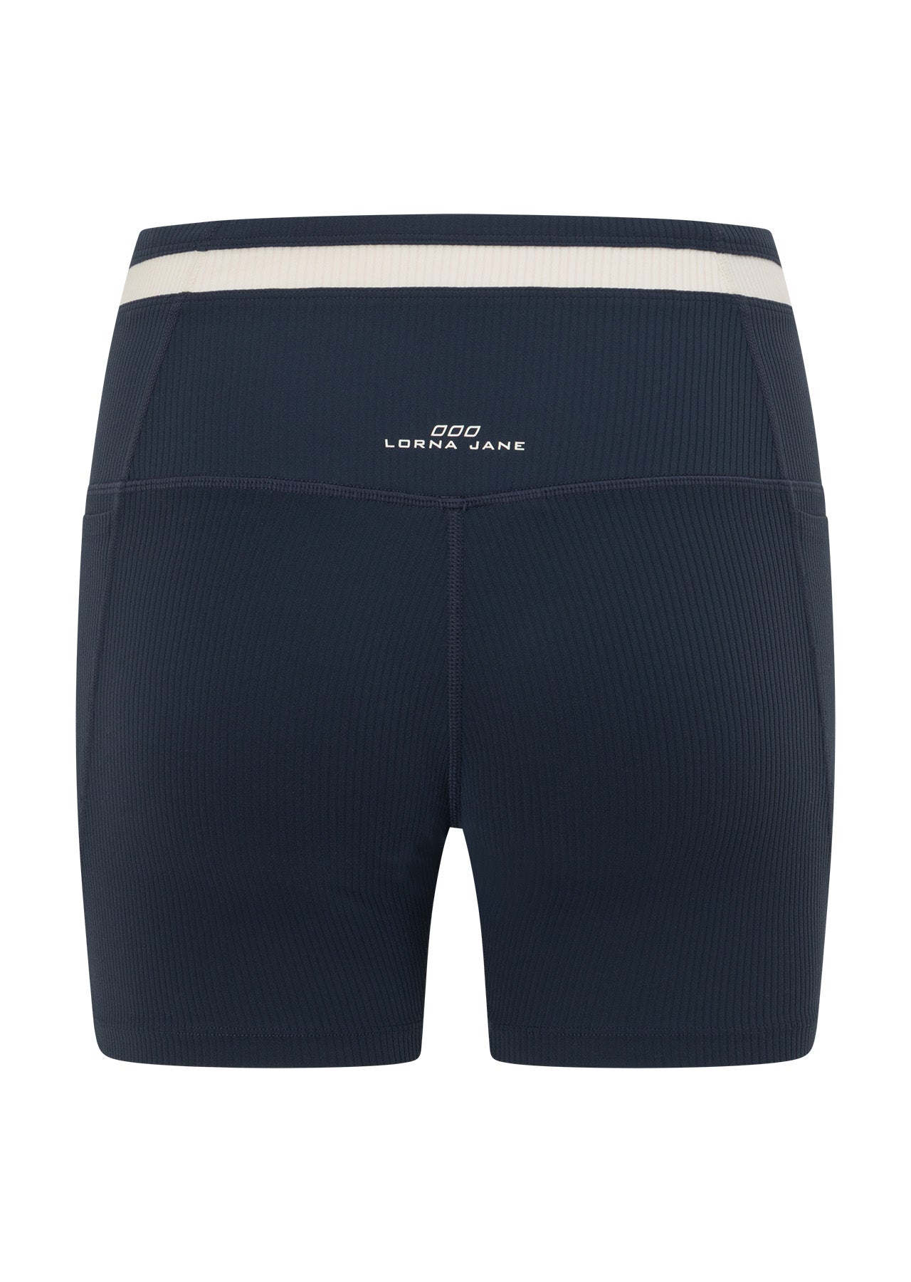 Lorna Jane Siren Luxe Rib 14cm Bike Shorts - Platinum Navy