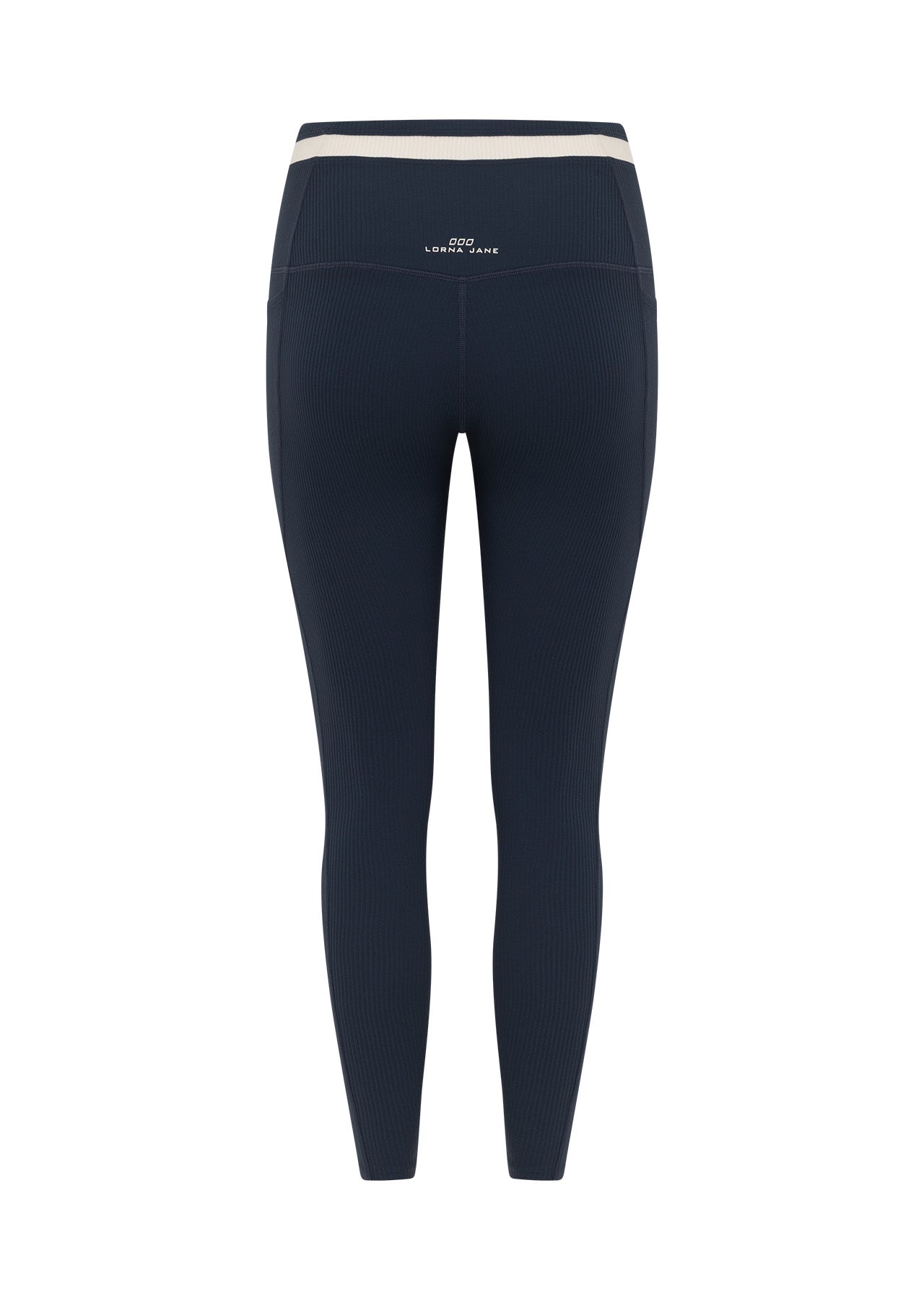 Lorna Jane Siren Luxe Rib Ankle Biter Leggings - Platinum Navy