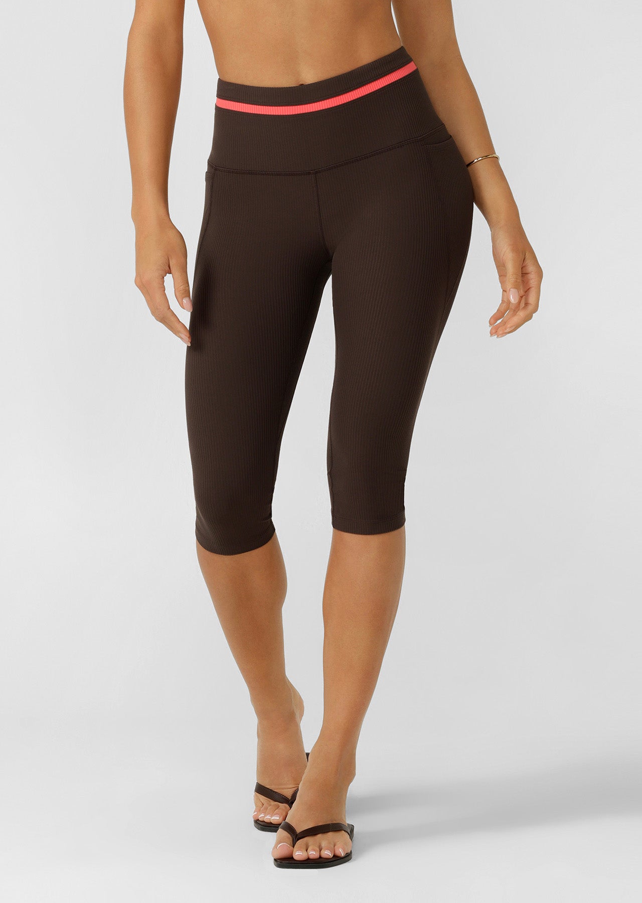 Lorna Jane Circuit Luxe Rib 3/4 Capri Leggings - Volcano