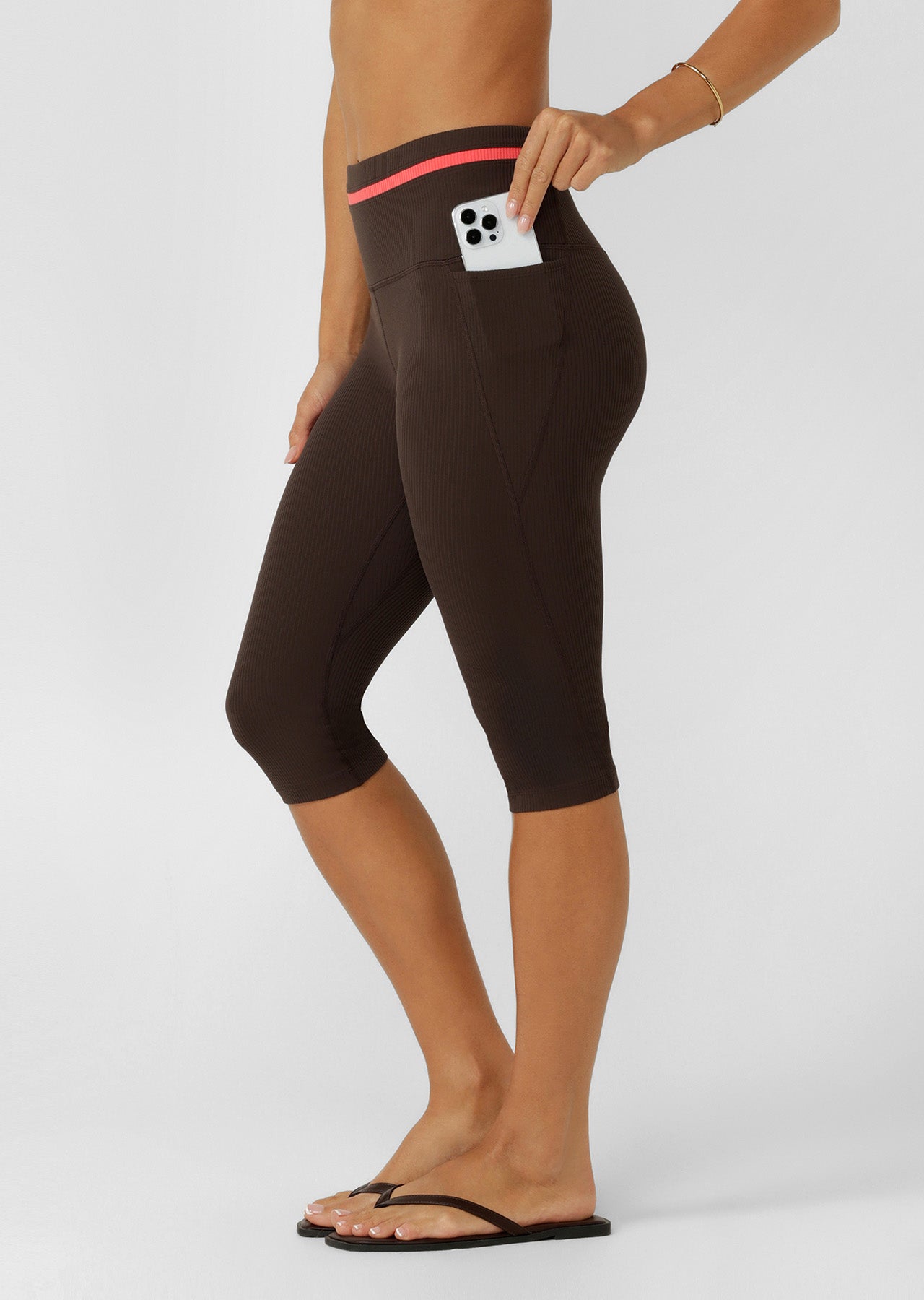 Lorna Jane Circuit Luxe Rib 3/4 Capri Leggings - Volcano