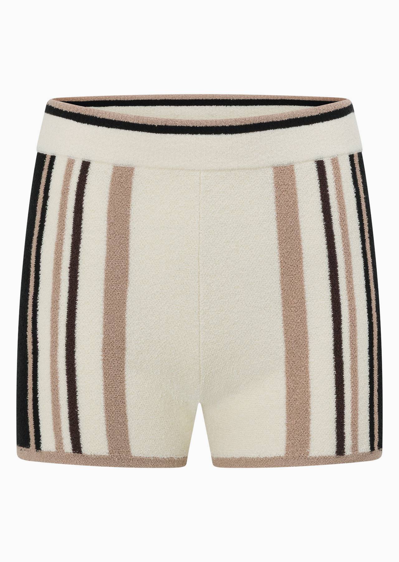Lorna Jane Wild Honey Knit Cheeky Shorts - Neutral Stripe