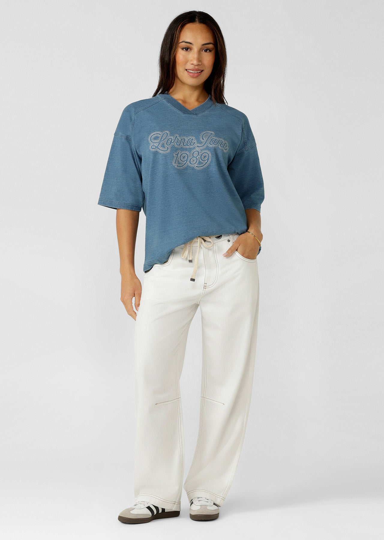 Lorna Jane Off Duty Vintage Denim Pants - Vintage White